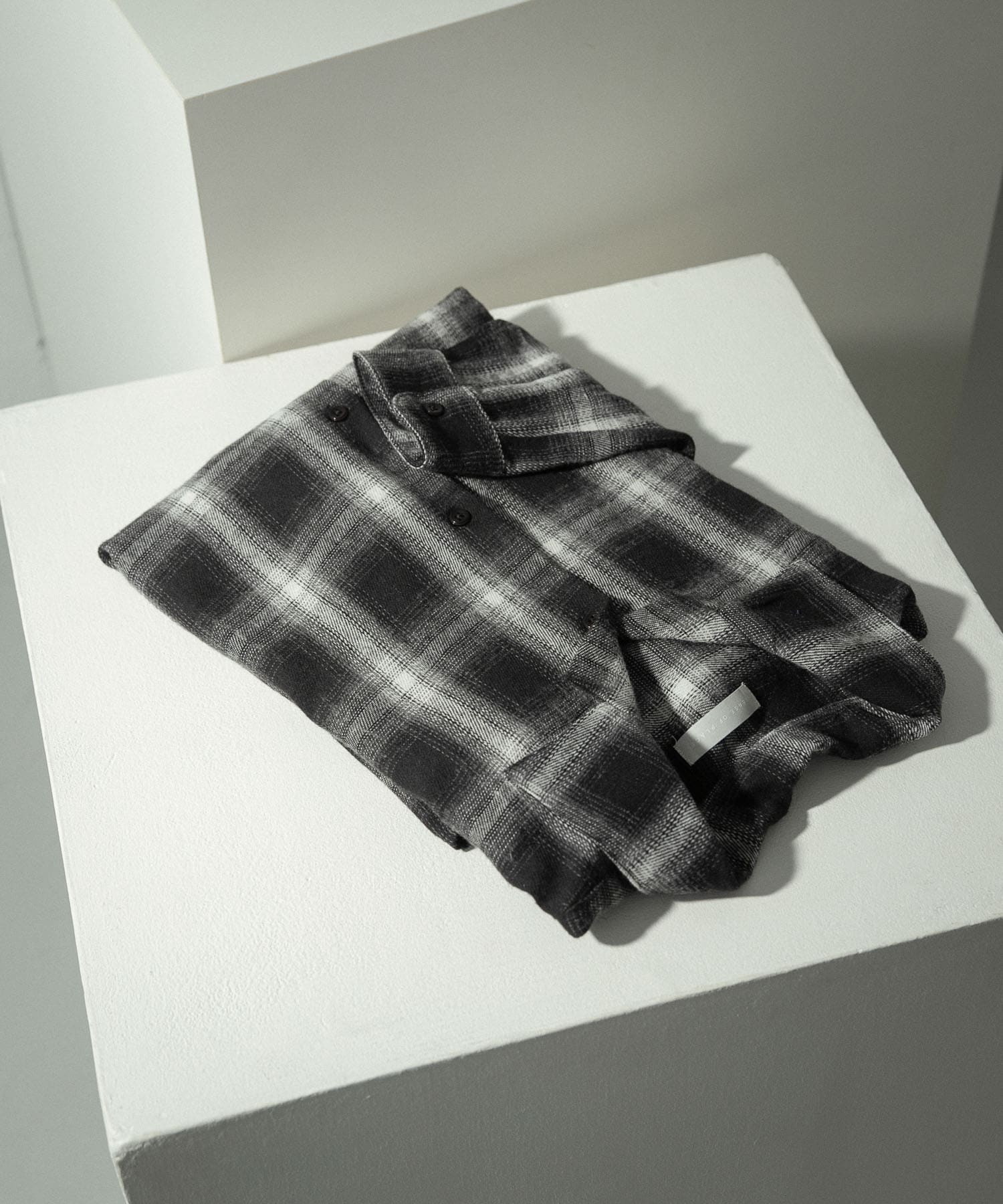 オンブレーチェックシャツ BLACK L