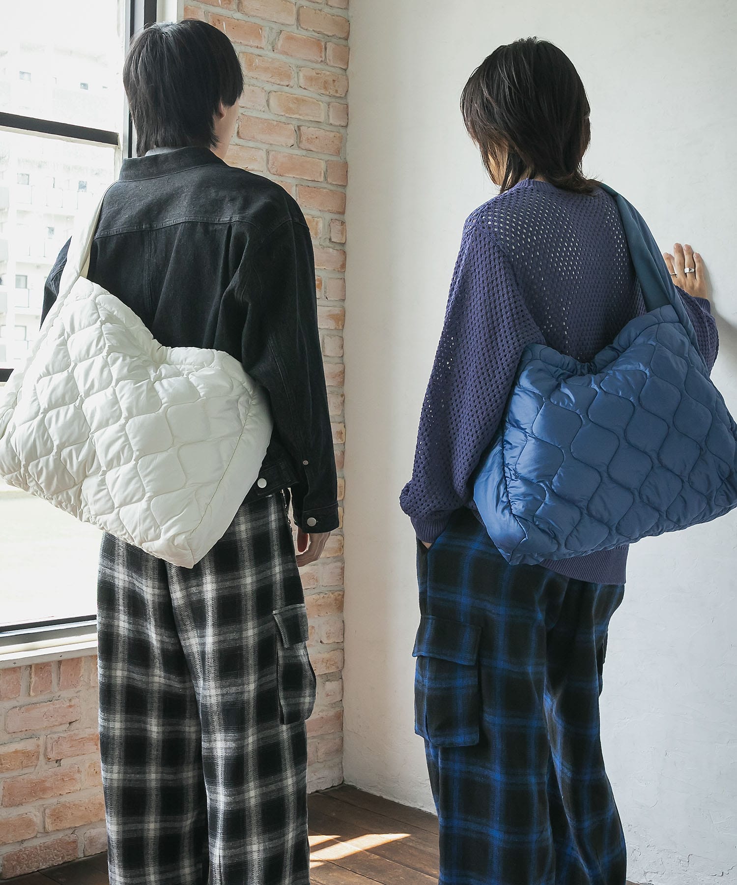 ナイロンキルトビッグショルダー BLUE one