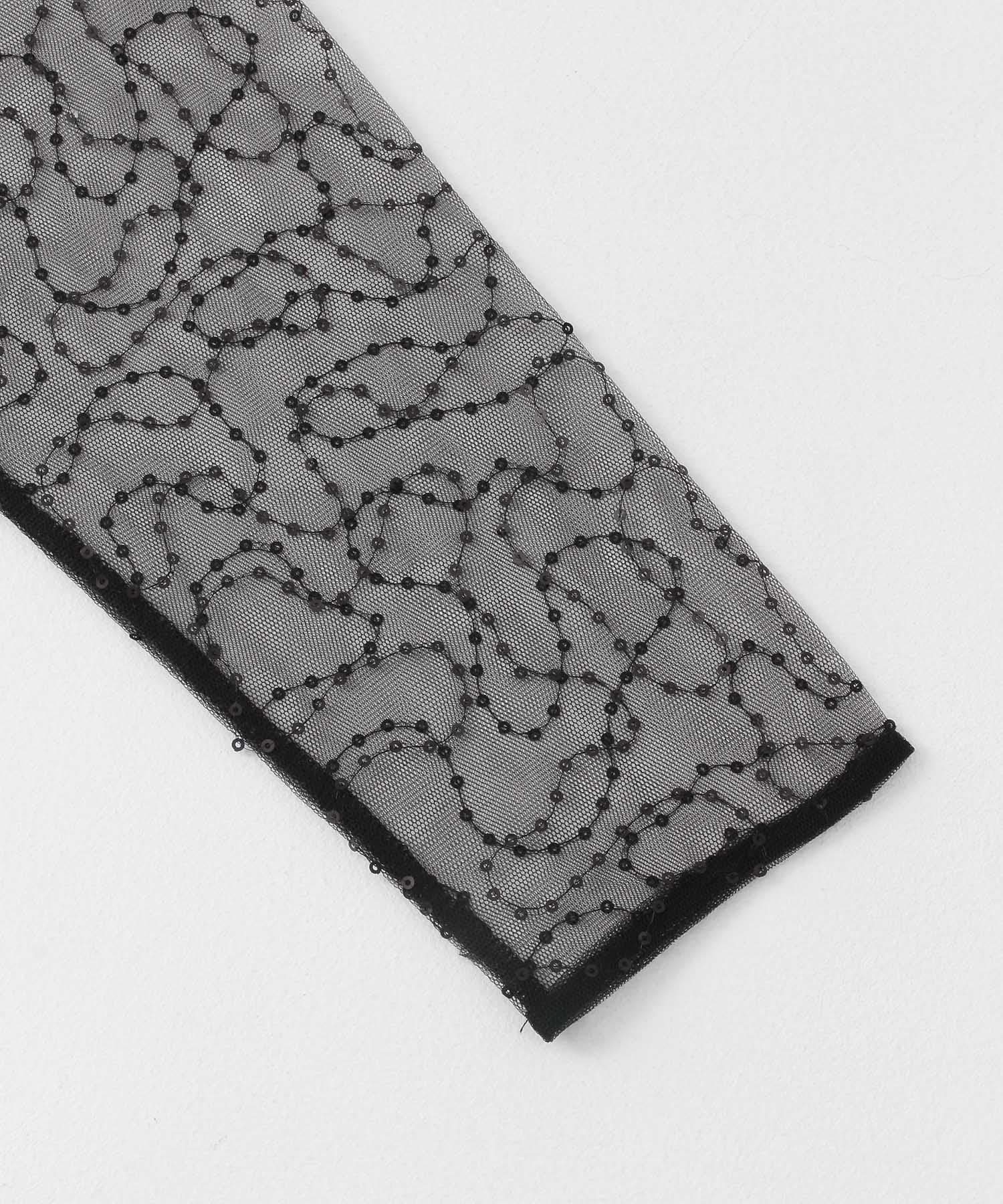 スパンコールチュールトップ BLACK one