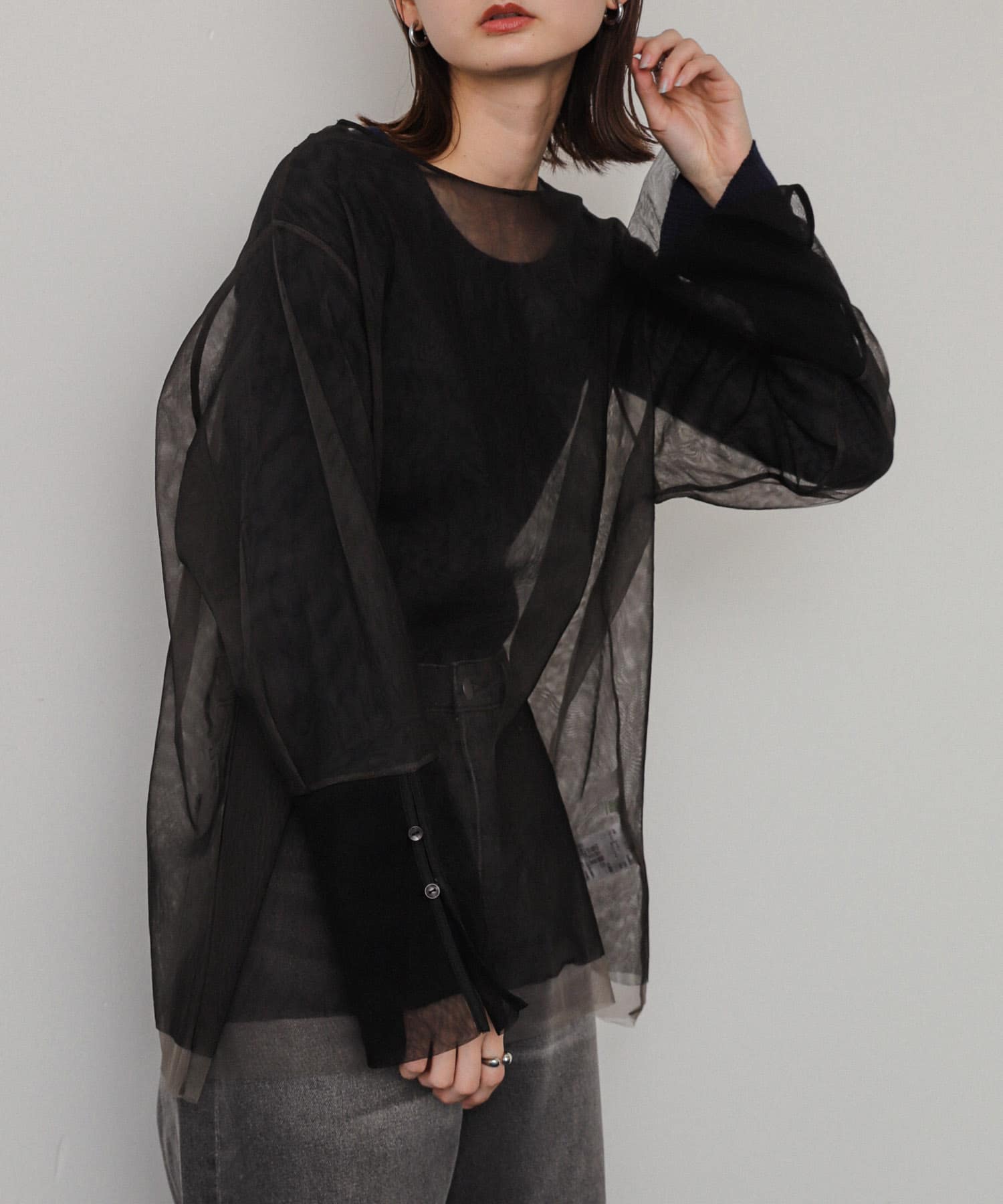 シアーチュールトップ BLK×C.GRY one