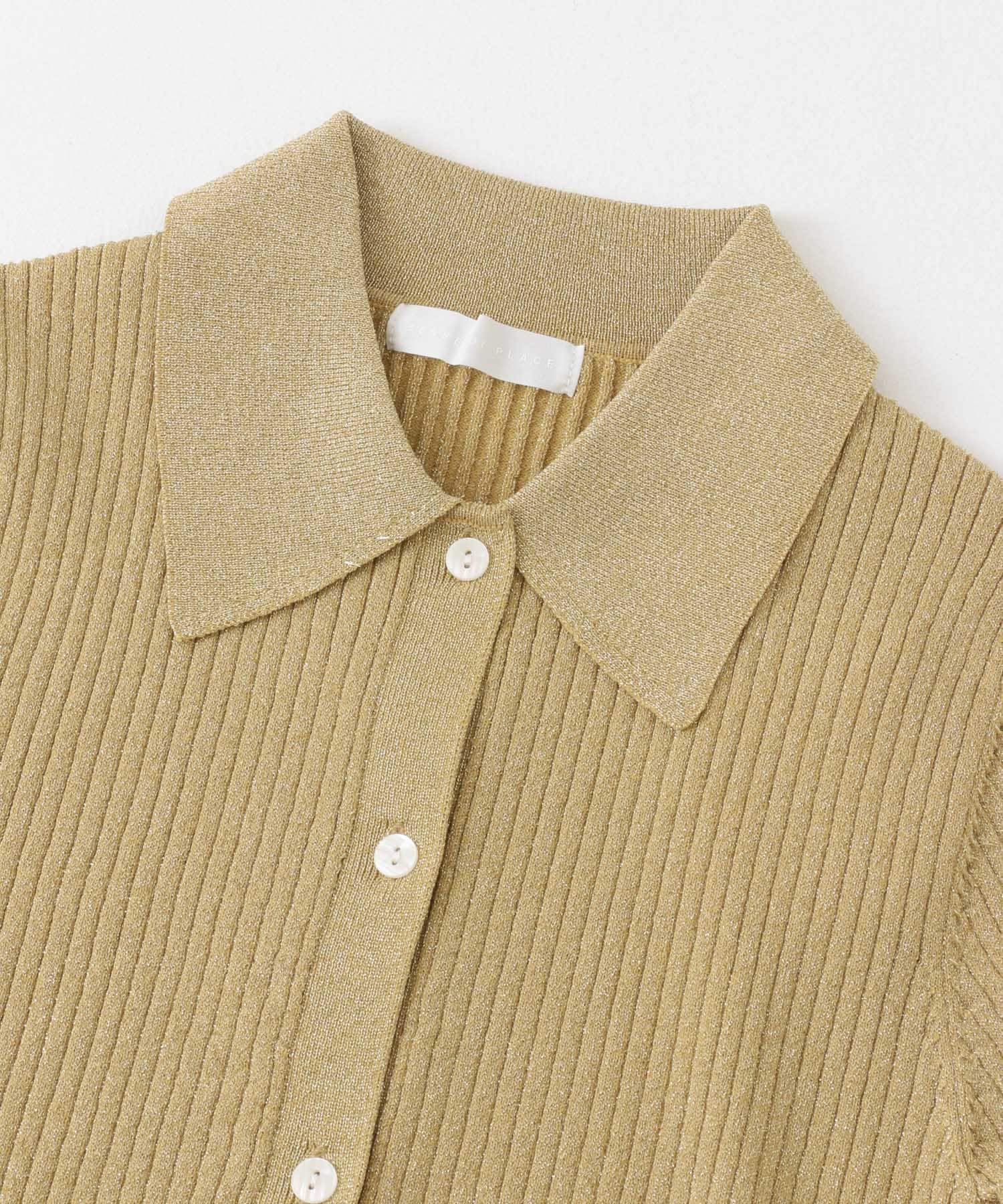 ラメニットコンパクトカーディガン BEIGE one