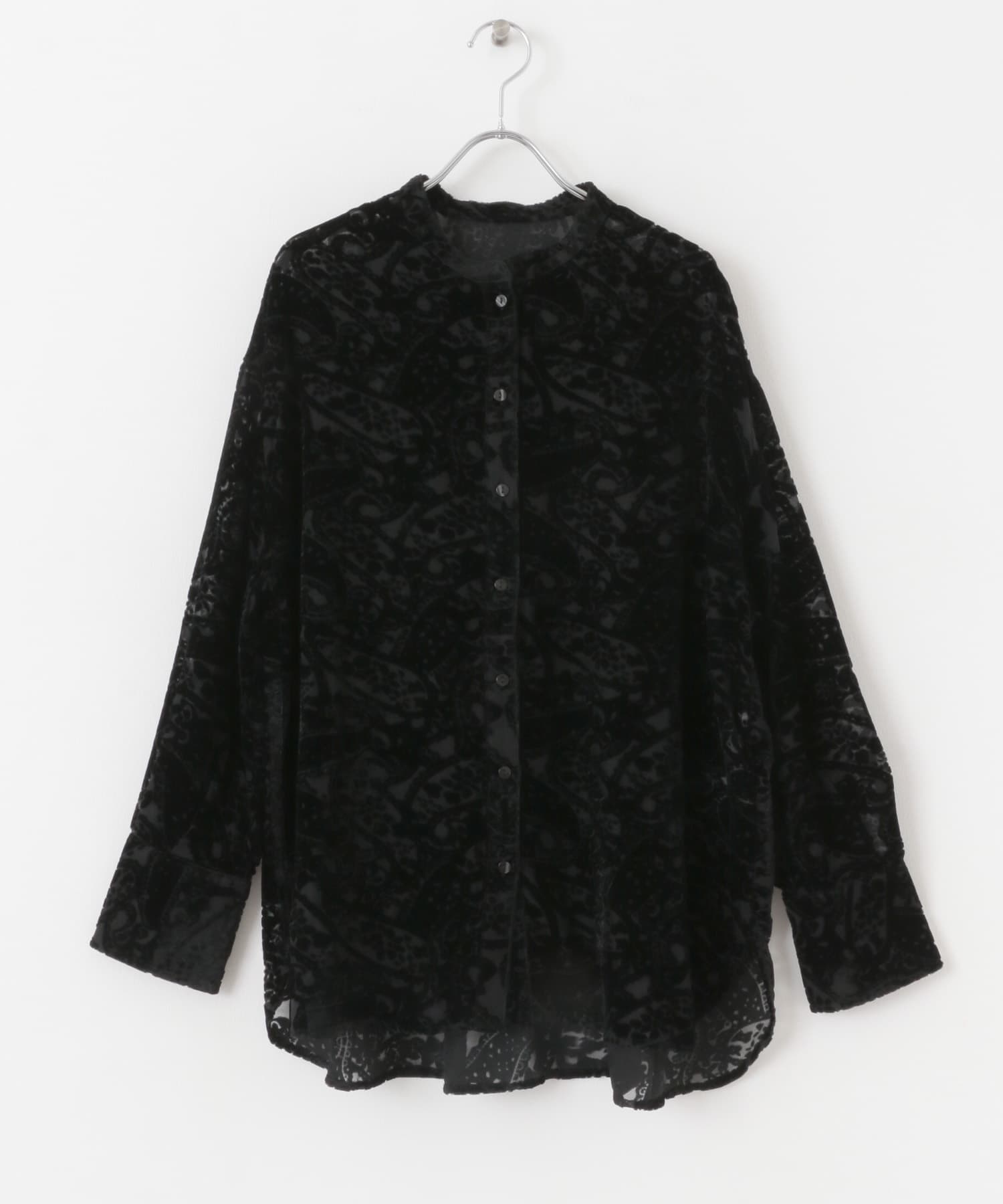 バンドカラーオパールシャツ BLACK one