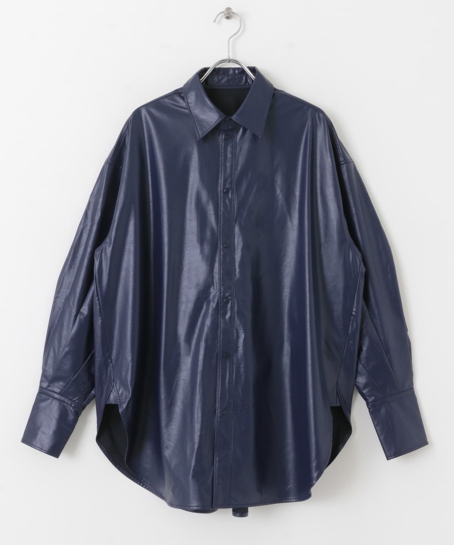 レザーライクルーズシャツ NAVY one
