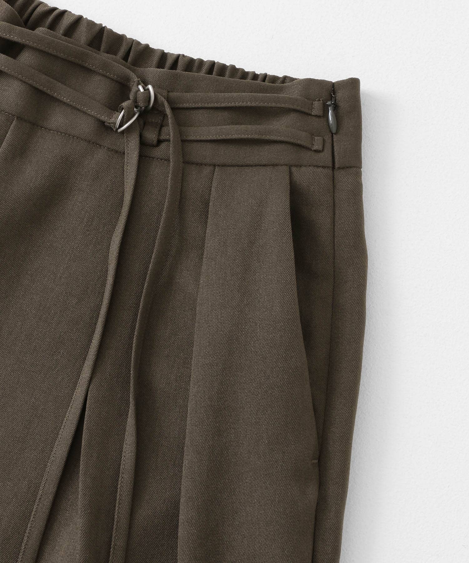 ダブルベルトスラックスワイドパンツ KHAKI S