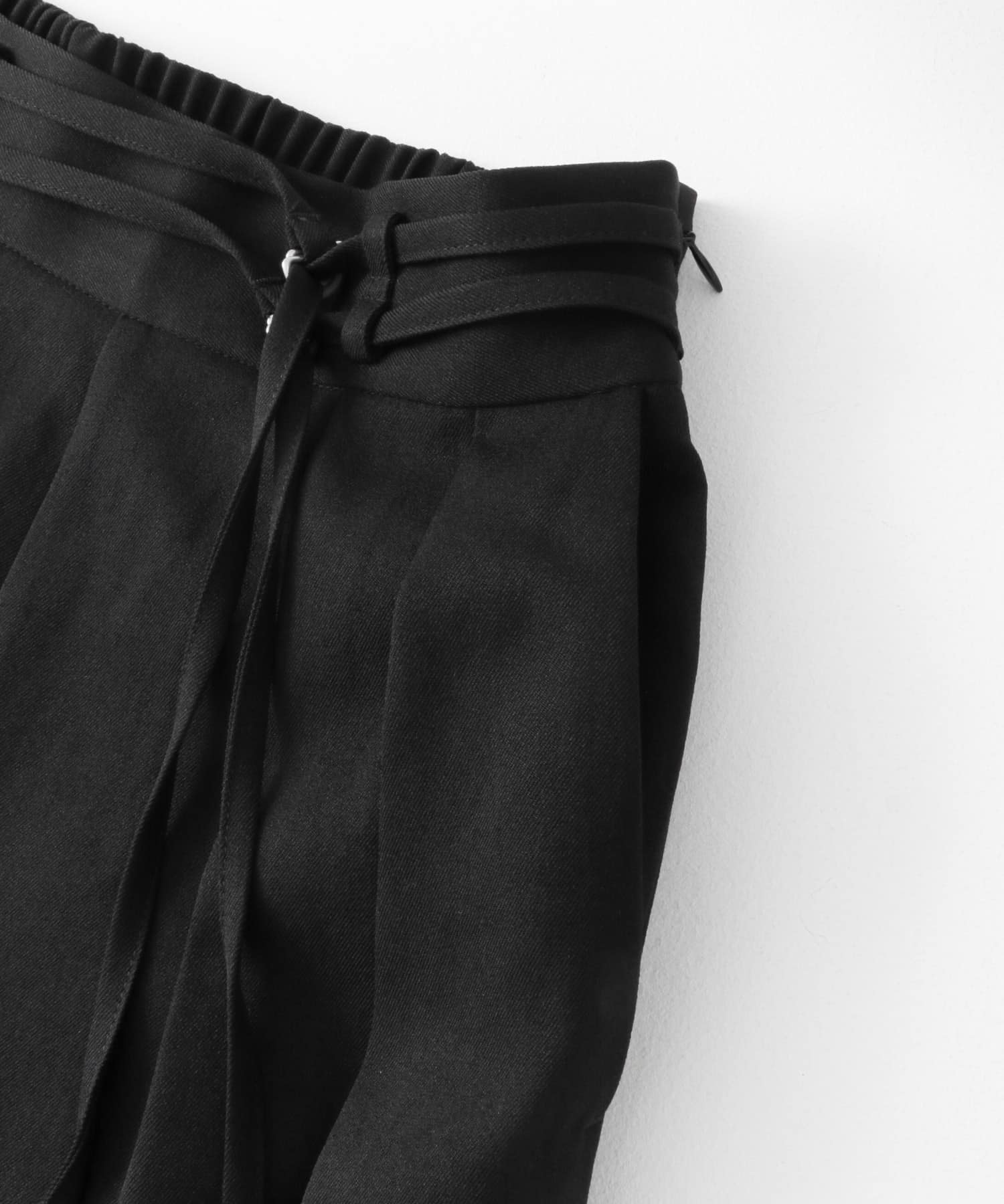 ダブルベルトスラックスワイドパンツ BLACK S