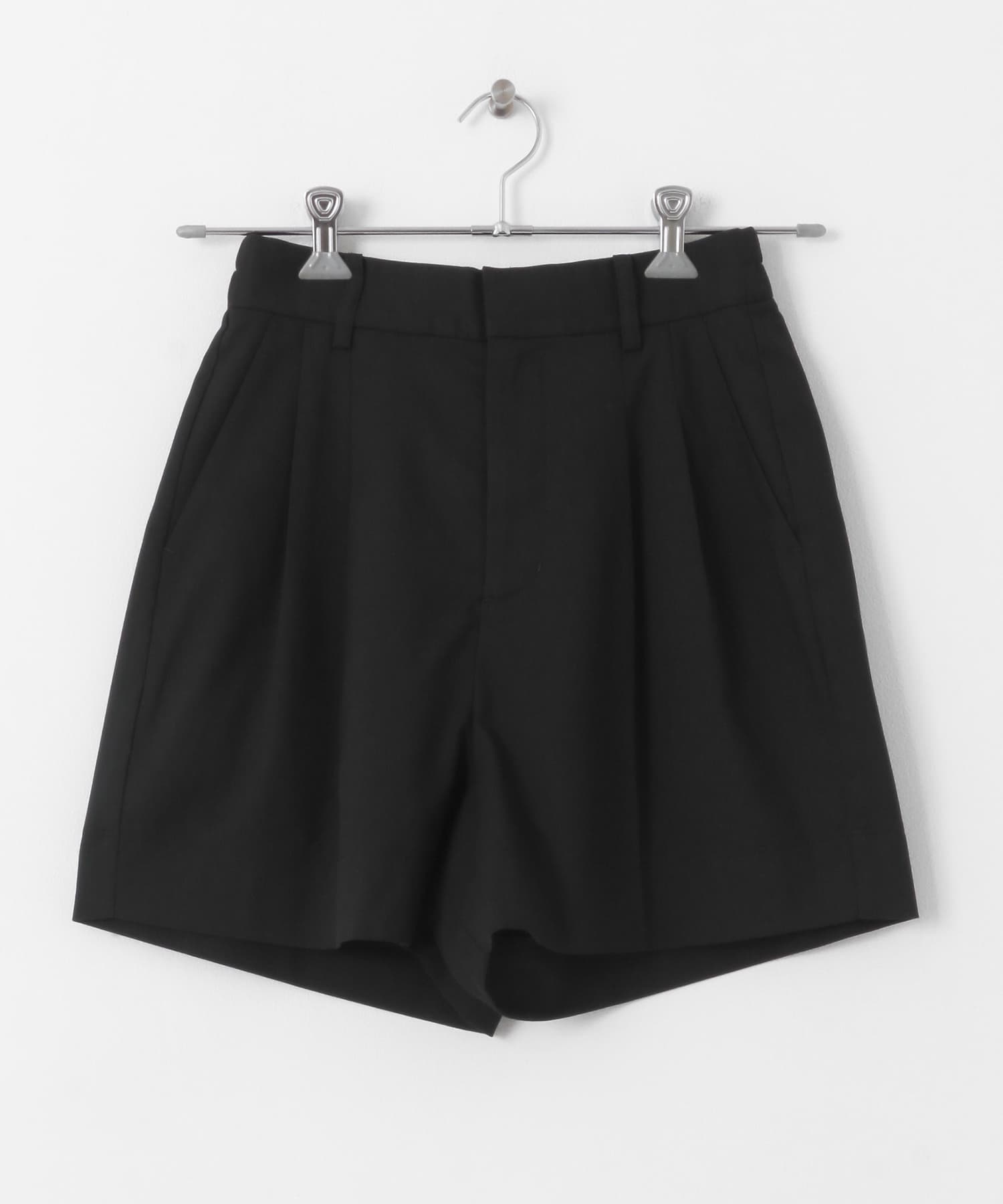 ダブルタックショートパンツ BLACK S