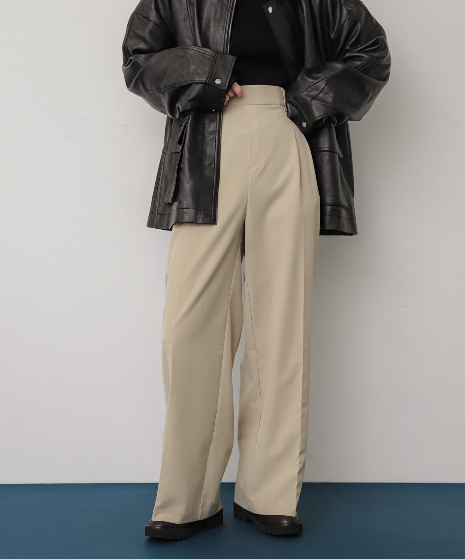 『一部WEB限定カラー』『TALLサイズ/WEB限定』ワイドイージーパンツ BEIGE XS