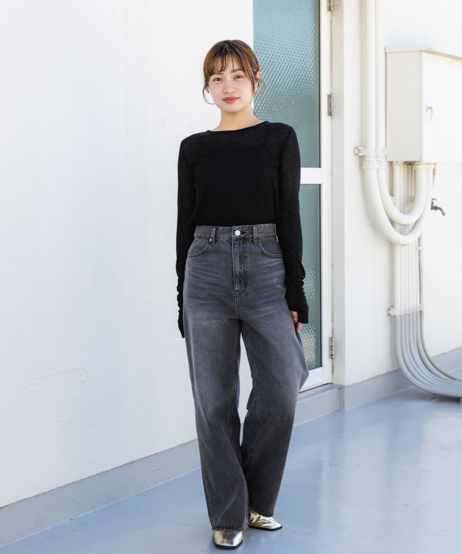 people sense グレーワイドデニム Ｓサイズ people sense グレーワイドデニム Sサイズ メンズ ジーンズ