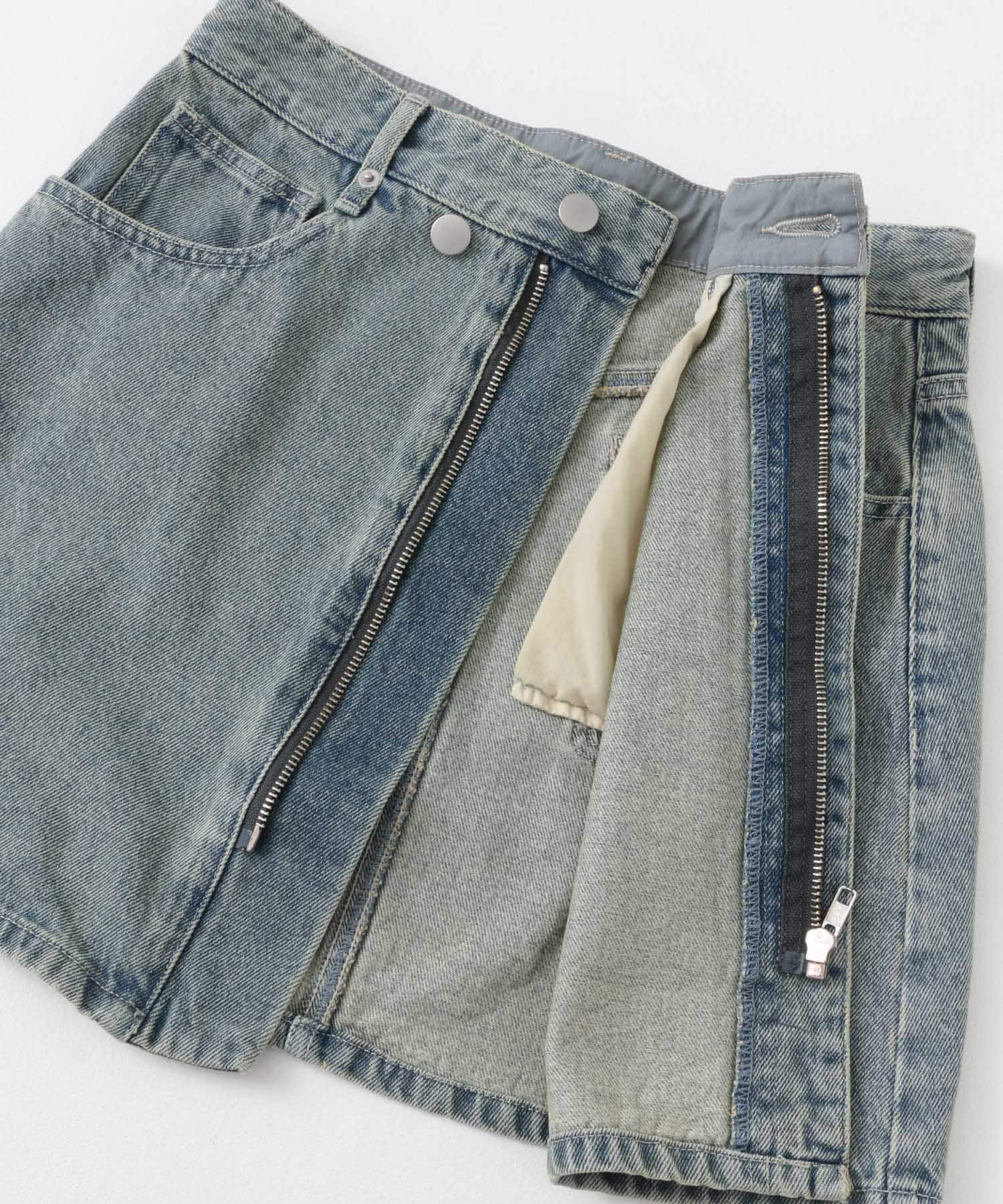 シシュウデニムミニスカート L.INDIGO S