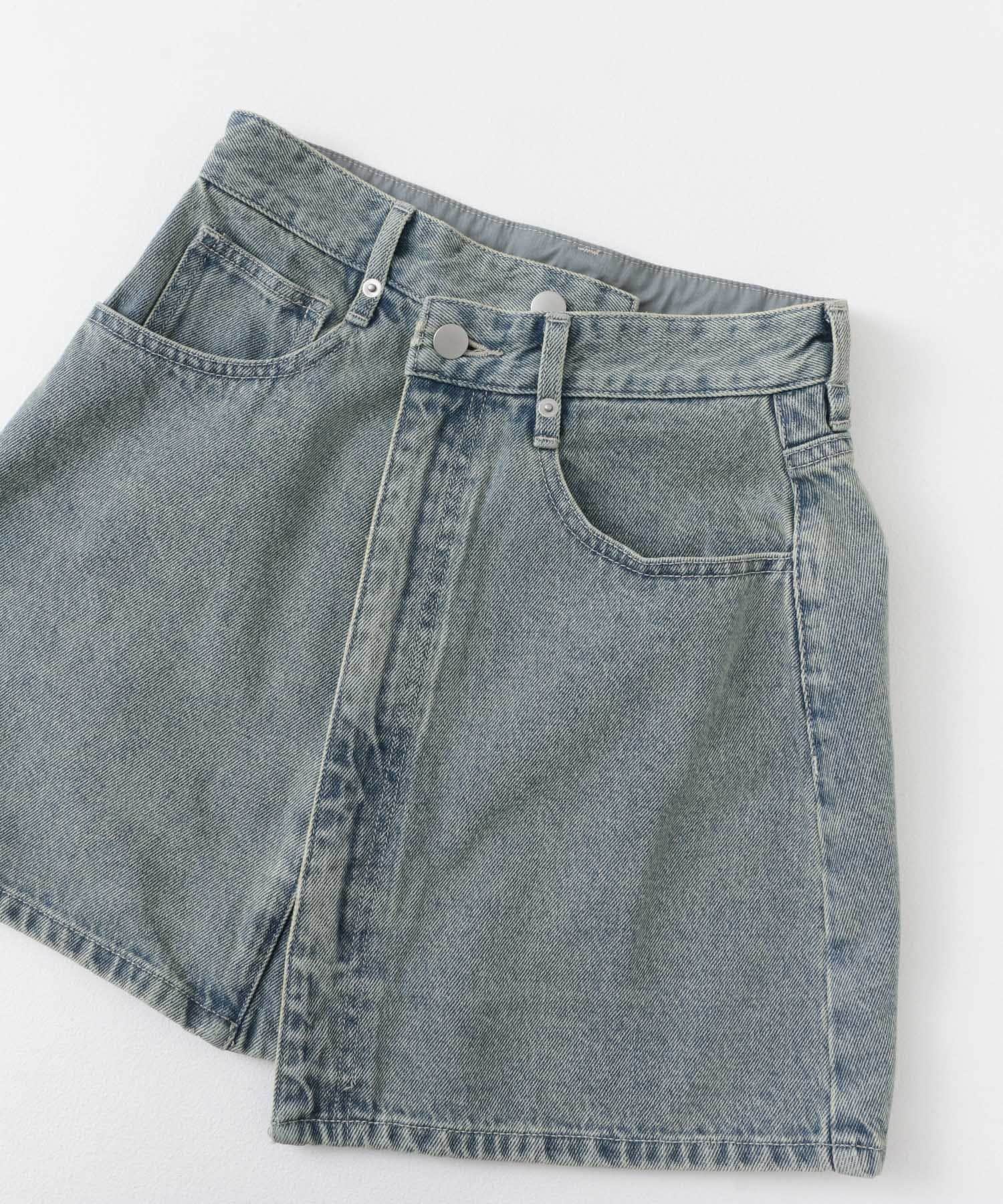 シシュウデニムミニスカート L.INDIGO S