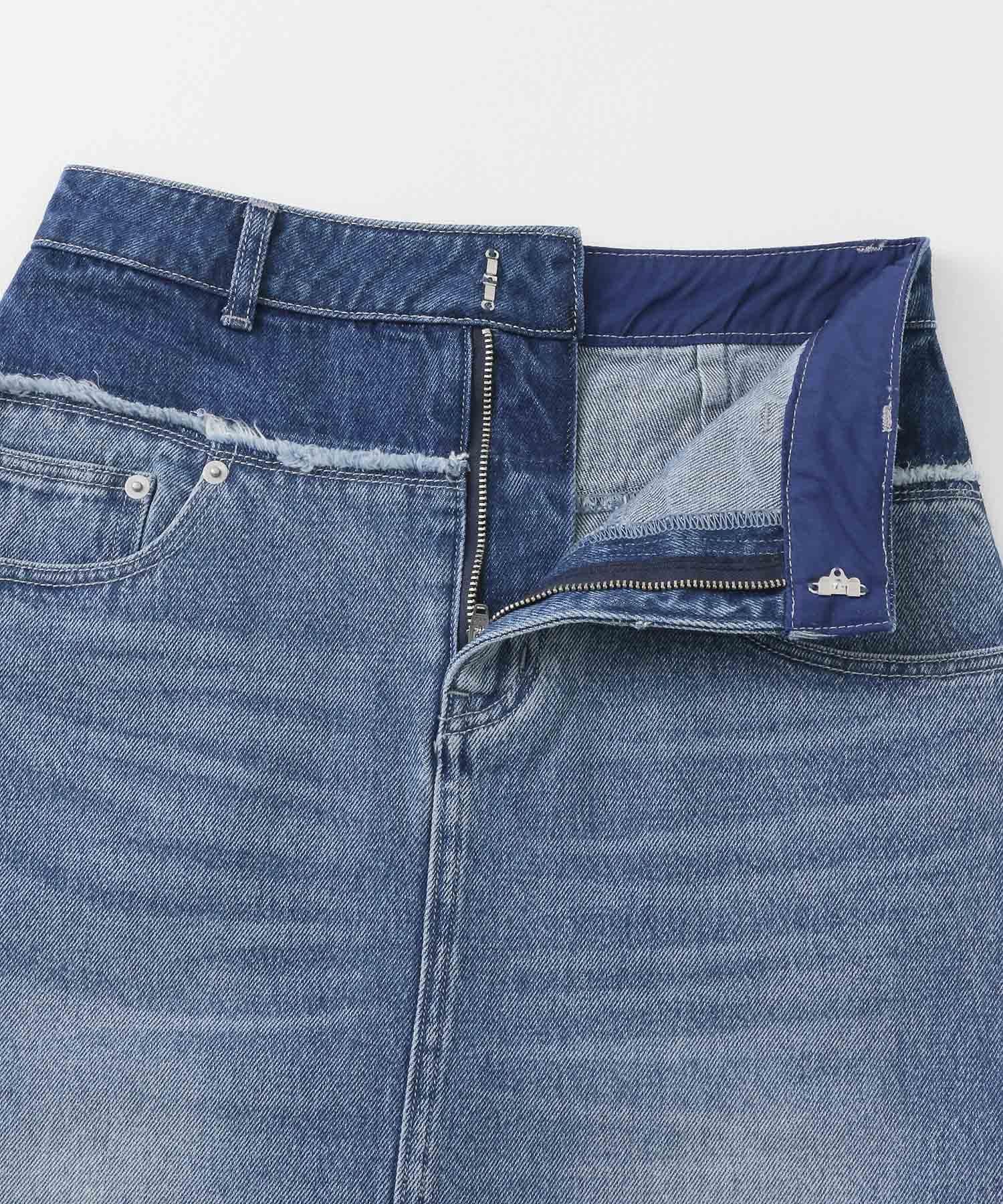 レイヤードデニムスカート L.INDIGO S