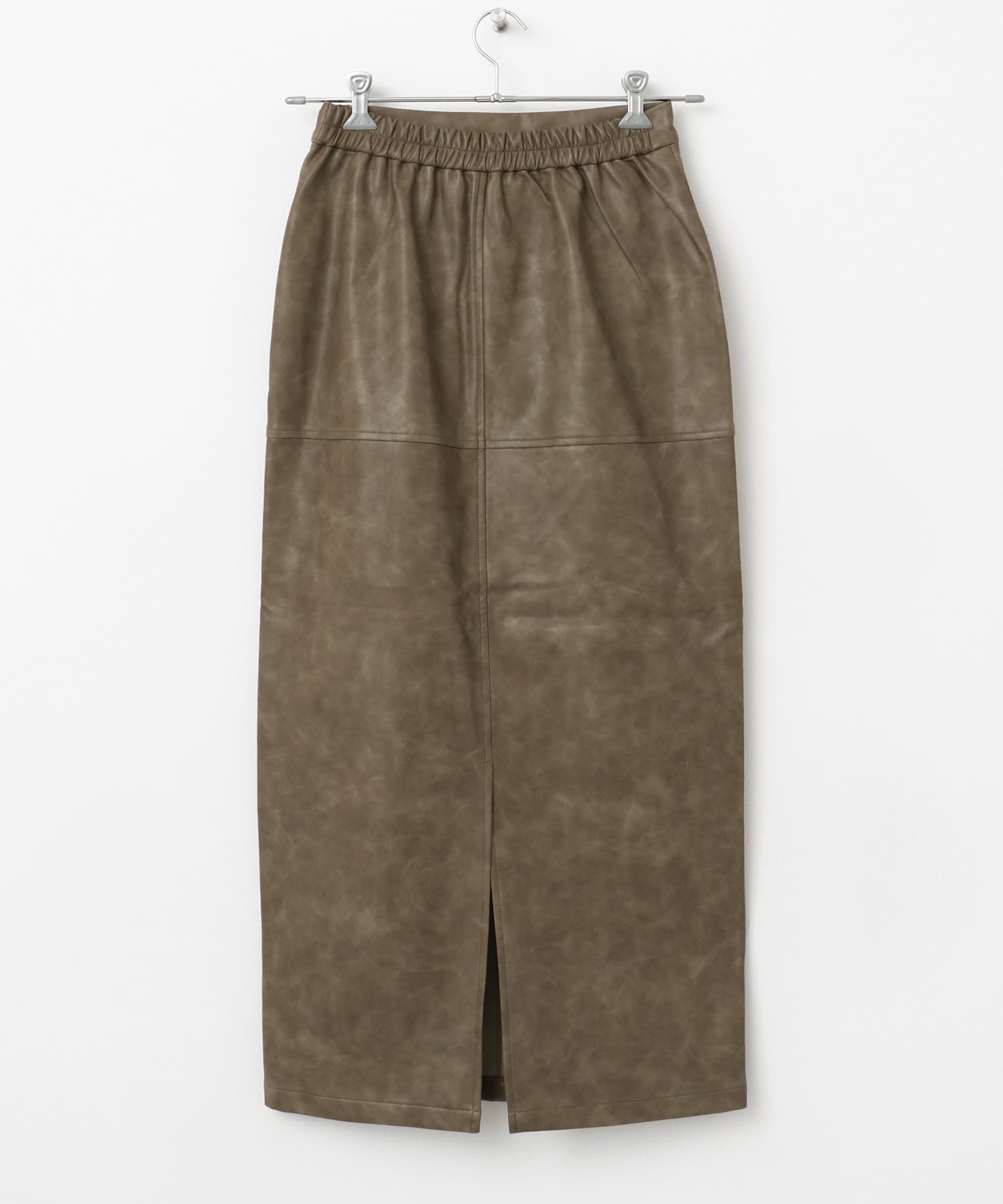 ヴィンテージレザーライクペンシルスカート KHAKI S