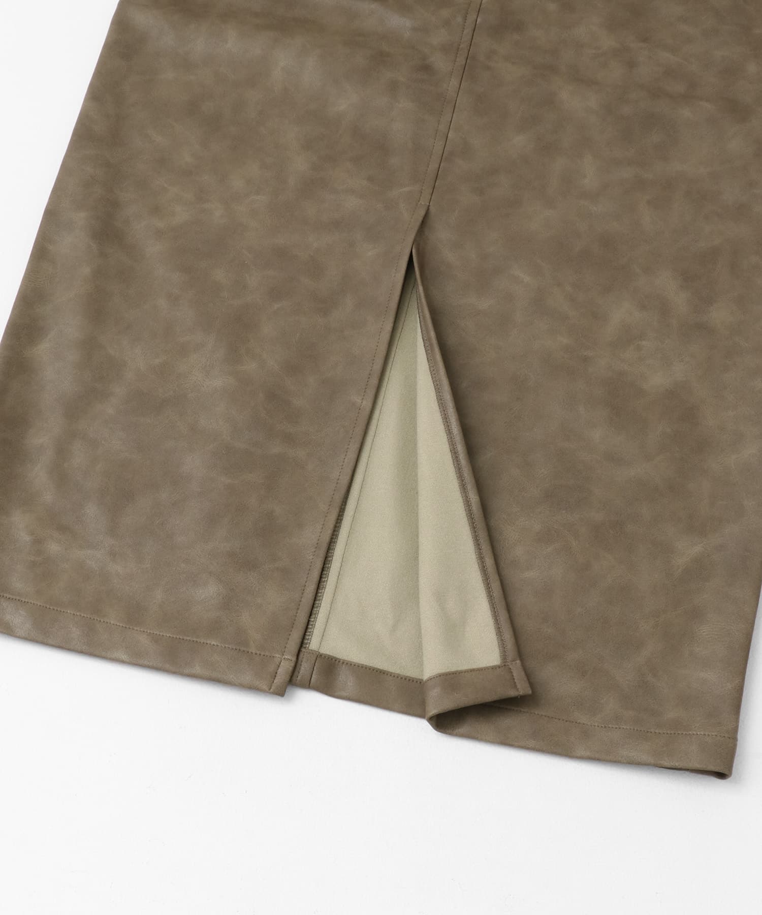 ヴィンテージレザーライクペンシルスカート KHAKI S