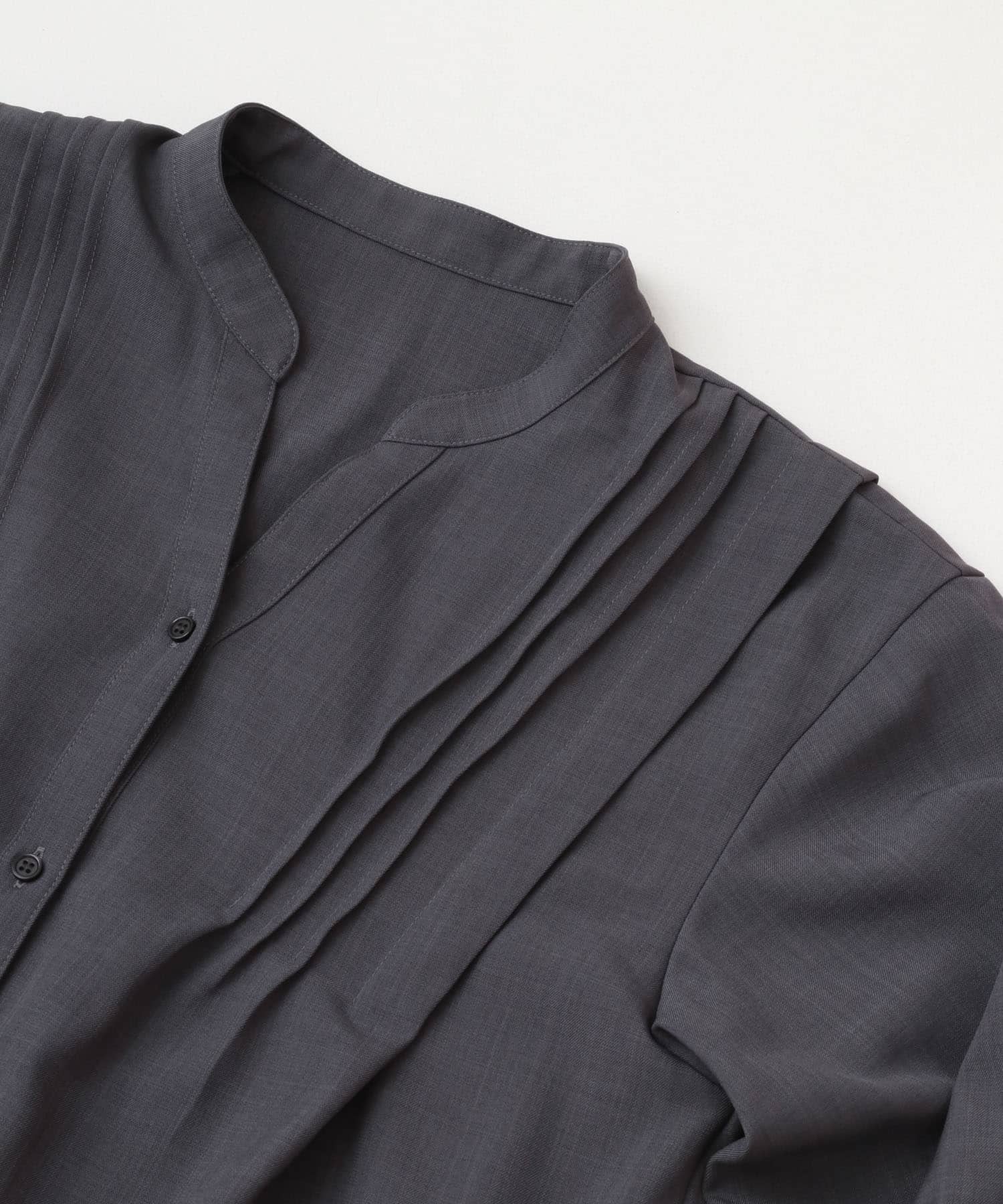 『Shortサイズあり』タックシャツワンピース CHARCOAL Short