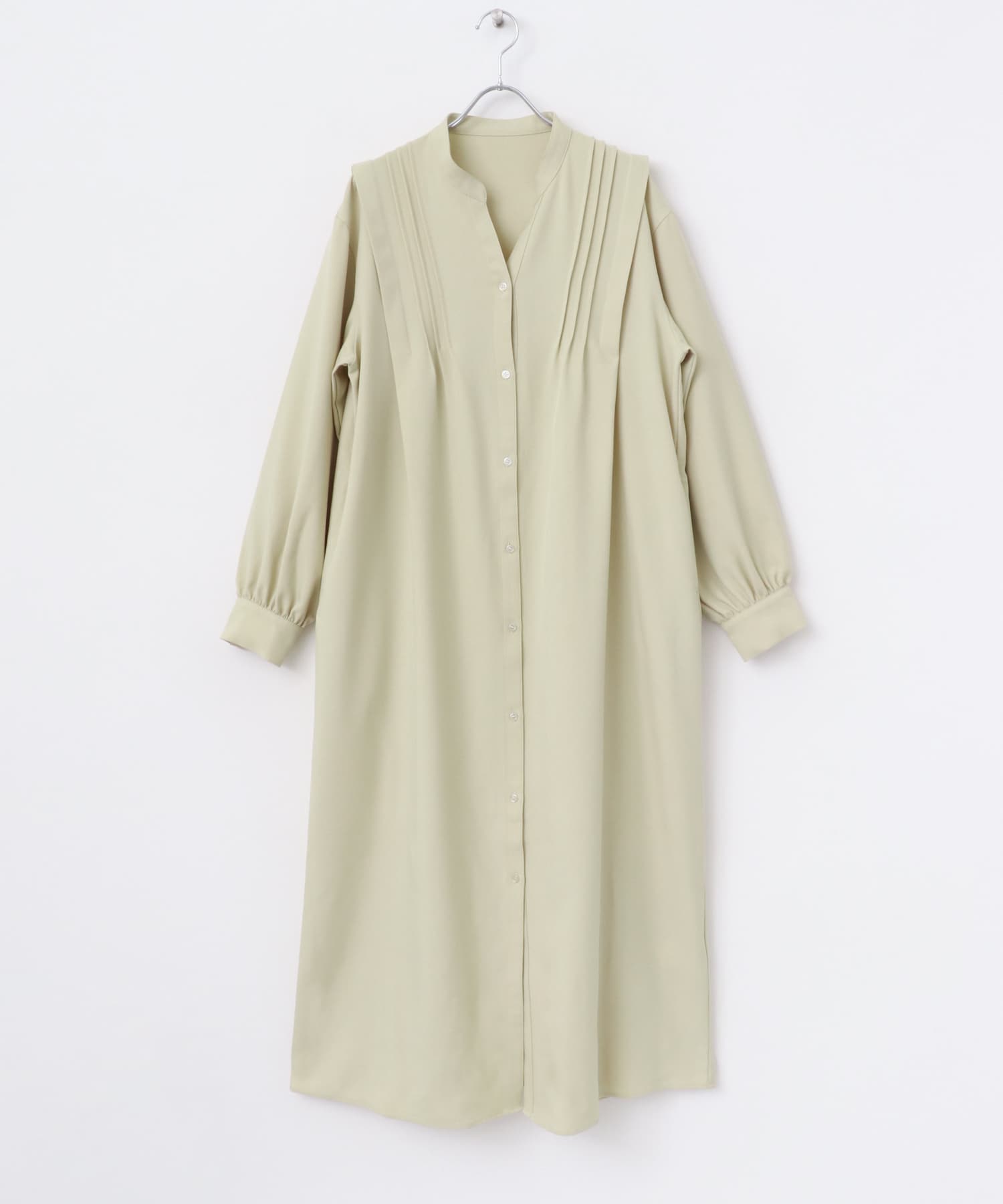 『Shortサイズあり』タックシャツワンピース BEIGE Short