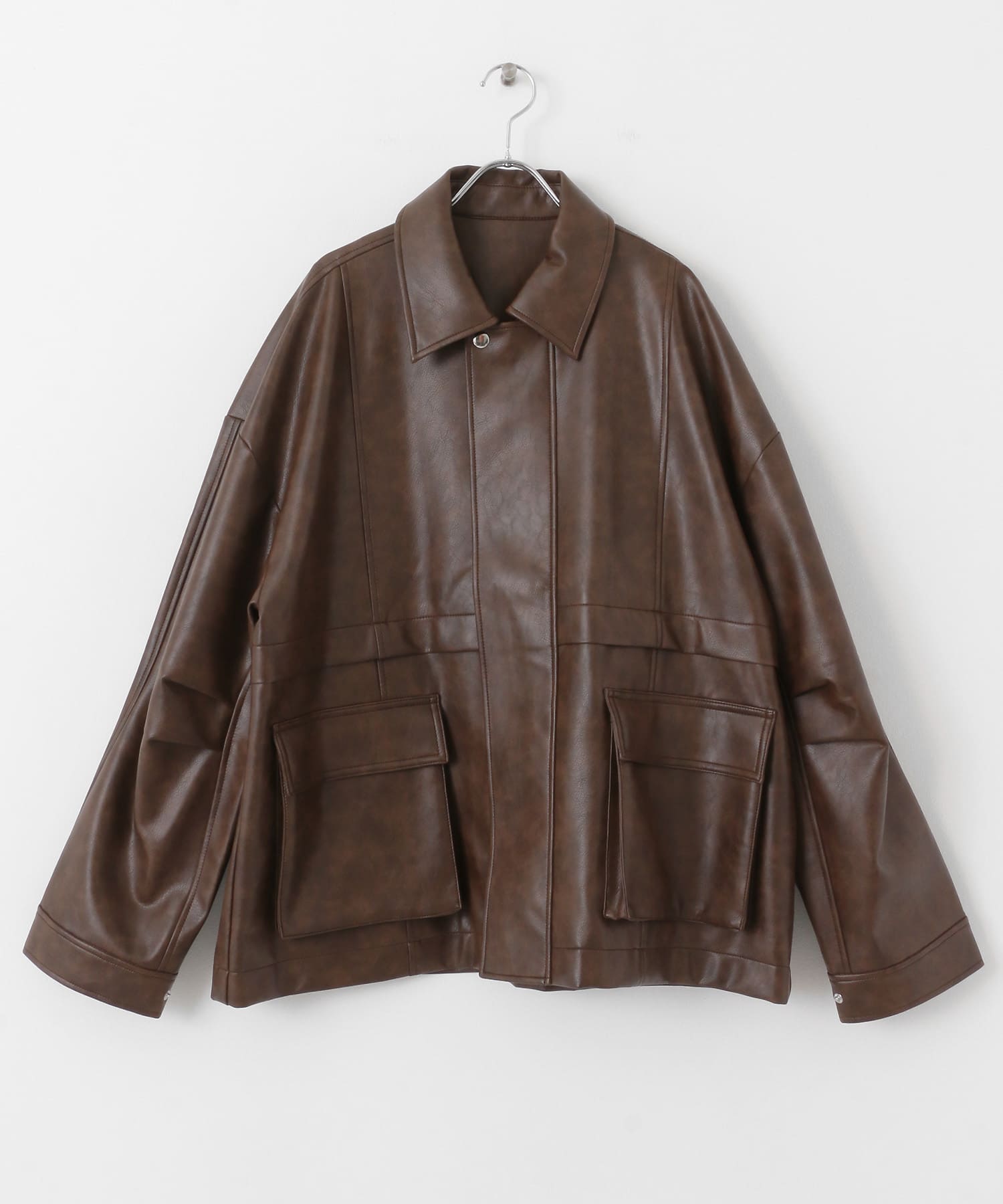 ヴィンテージレザーライクジャケット BROWN one