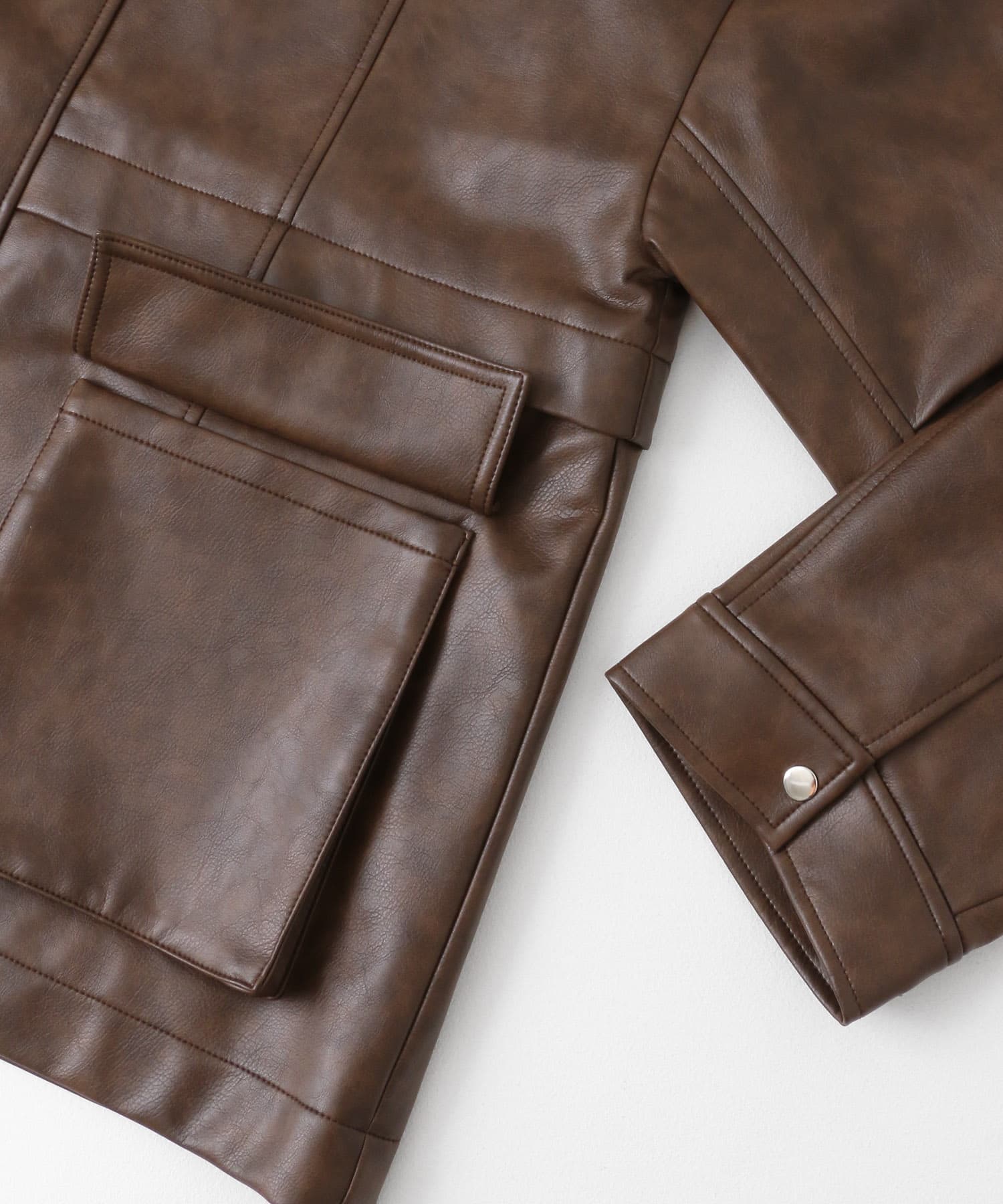 ヴィンテージレザーライクジャケット BROWN one