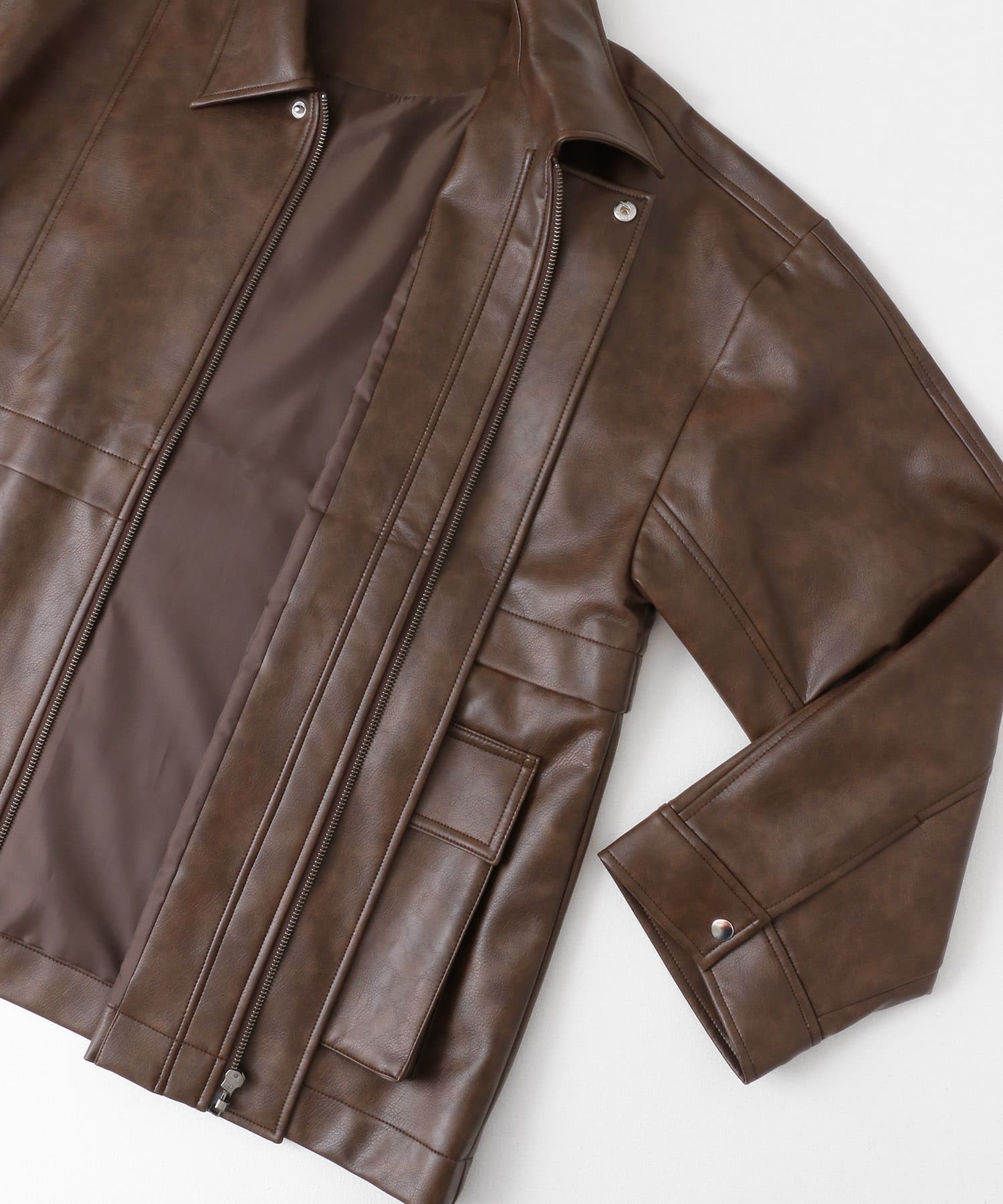 ヴィンテージレザーライクジャケット BROWN one