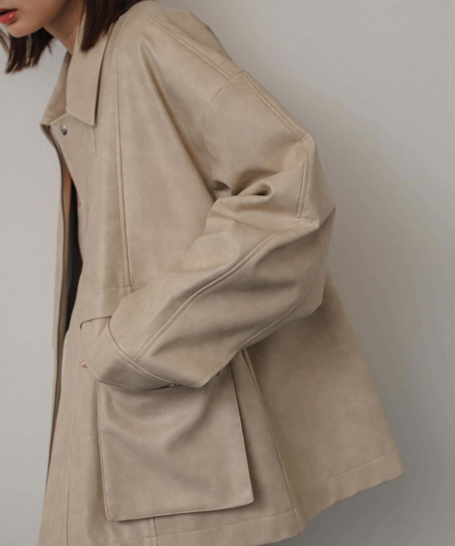 ヴィンテージレザーライクジャケット(one IVORY): アウター｜URBAN