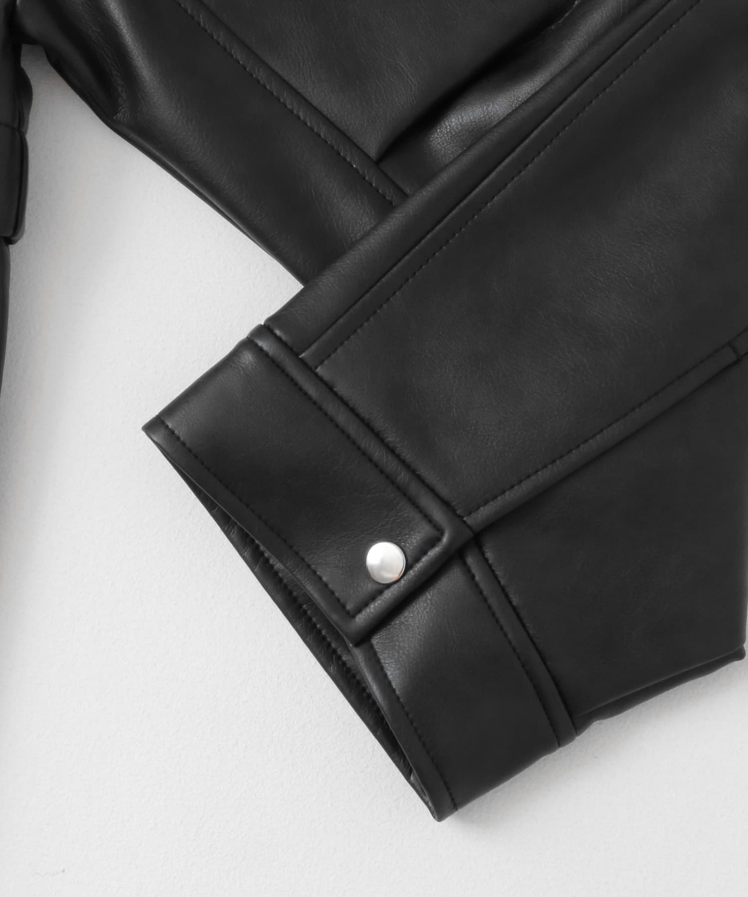 ヴィンテージレザーライクジャケット BLACK one