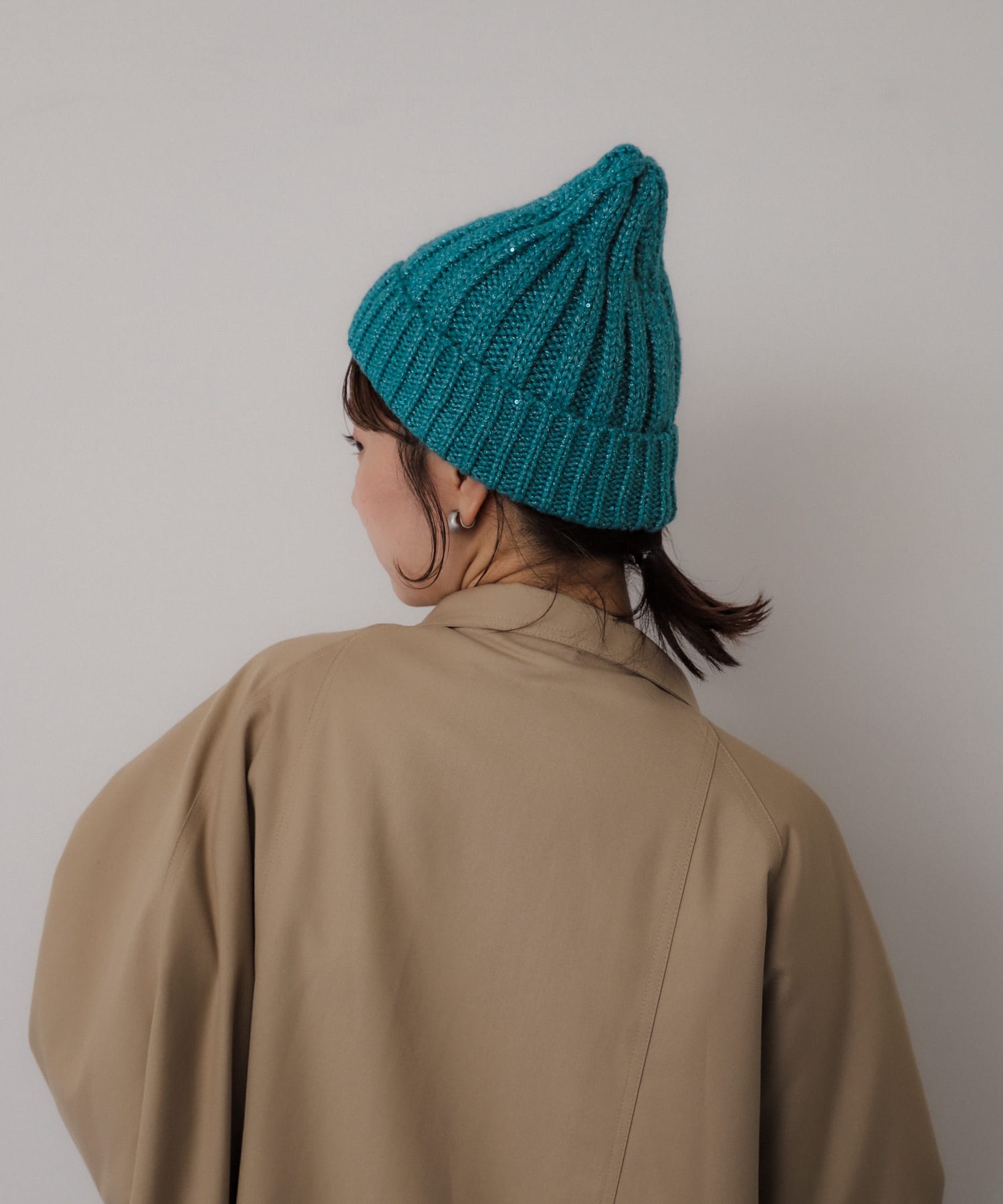 スパンコールニットキャップ BLUE one