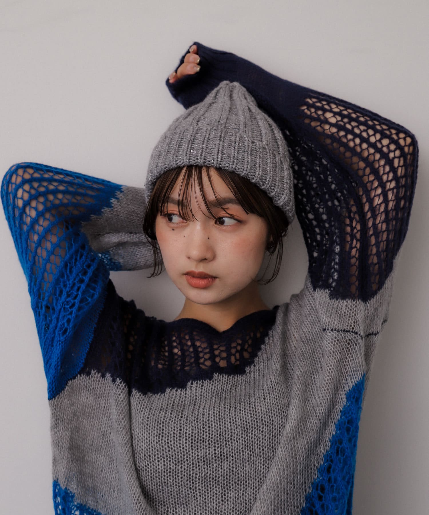 スパンコールニットキャップ GRAY one