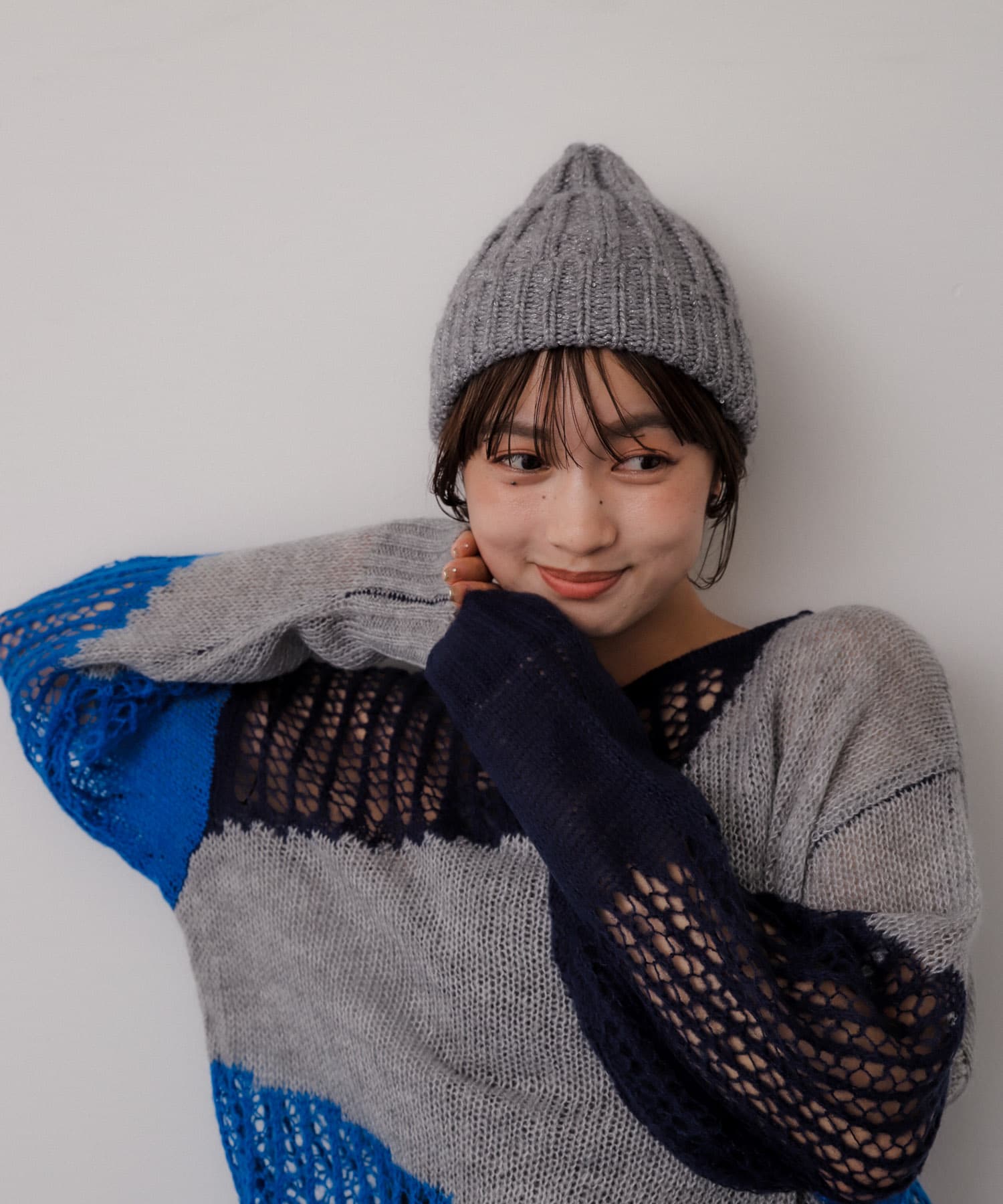 スパンコールニットキャップ GRAY one