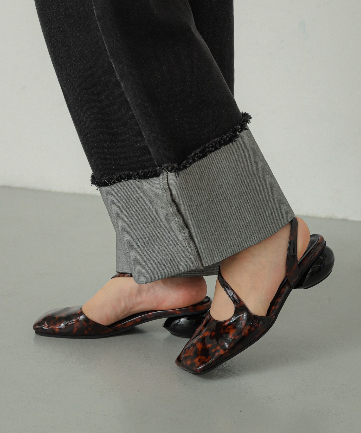 ワイドスクエアシューズ BROWN L