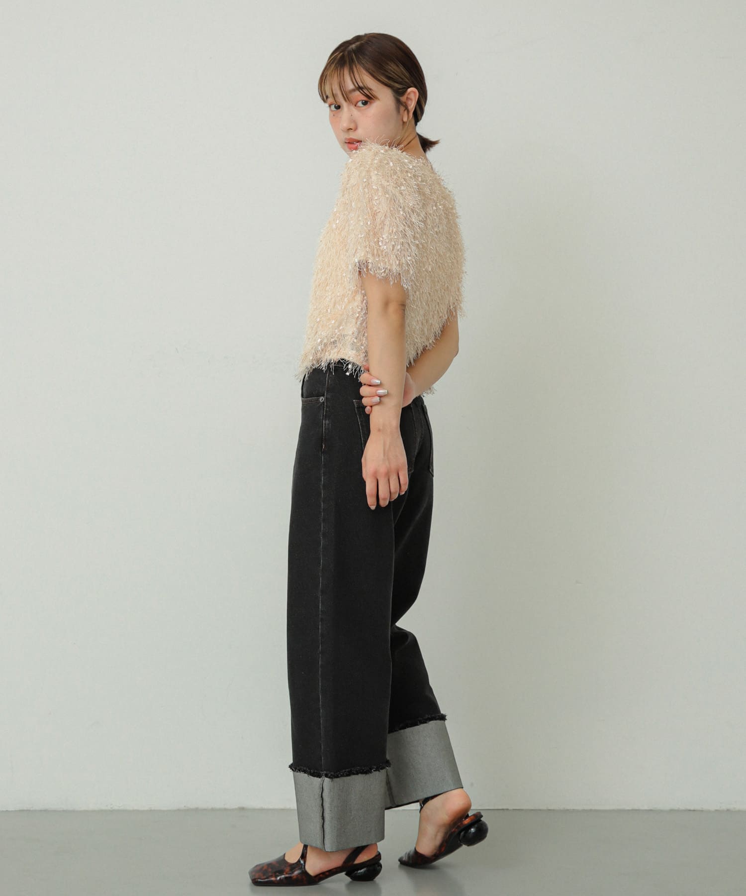 ワイドスクエアシューズ BROWN S