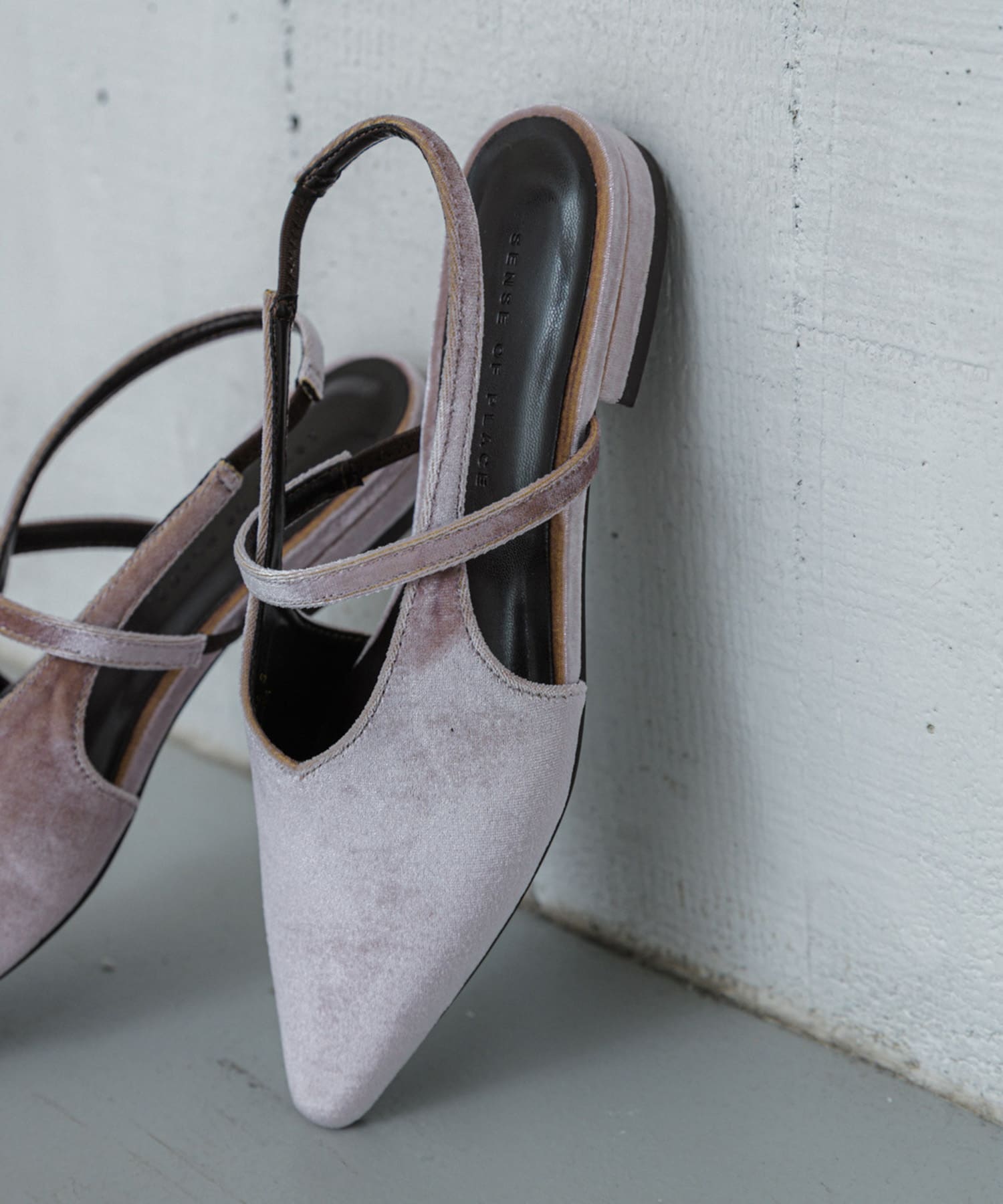 ベロアポインテッドシューズ L.PINK M