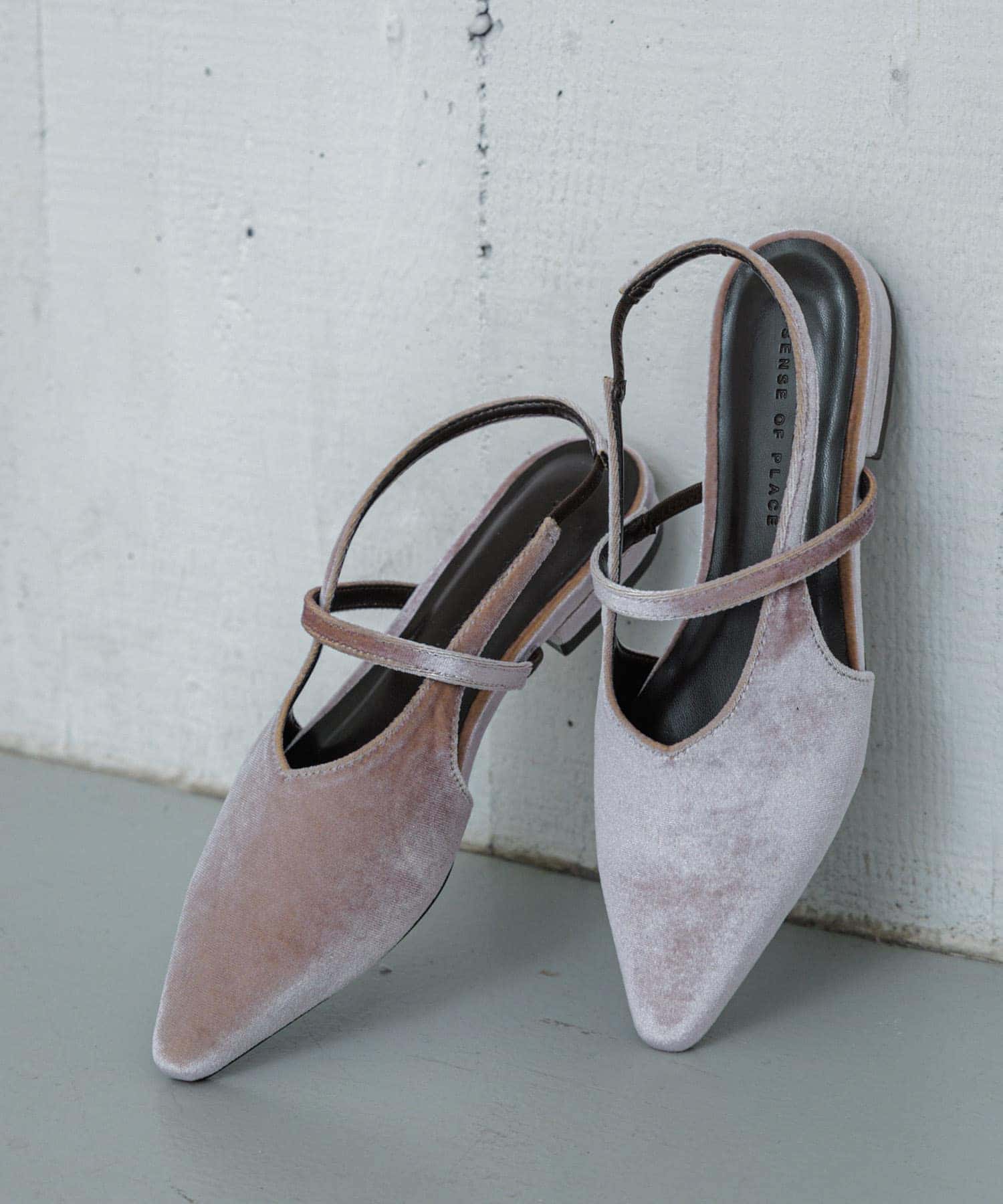 ベロアポインテッドシューズ L.PINK M