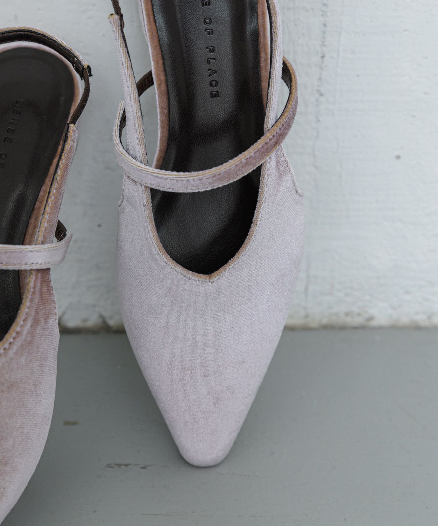 ベロアポインテッドシューズ L.PINK M