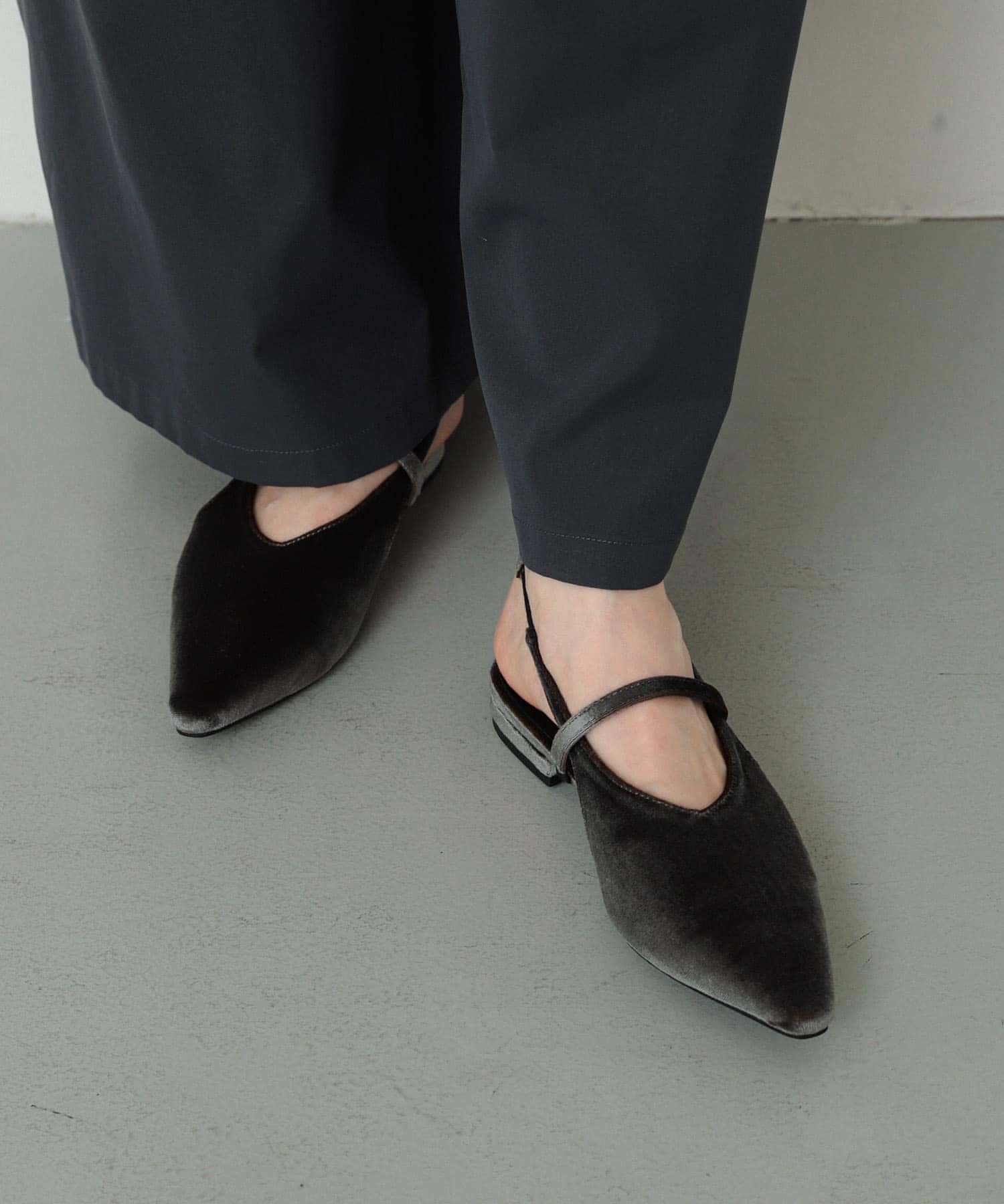 ベロアポインテッドシューズ GRAY S