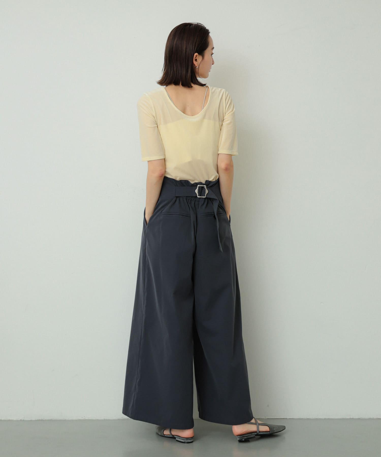 ベロアポインテッドシューズ GRAY M