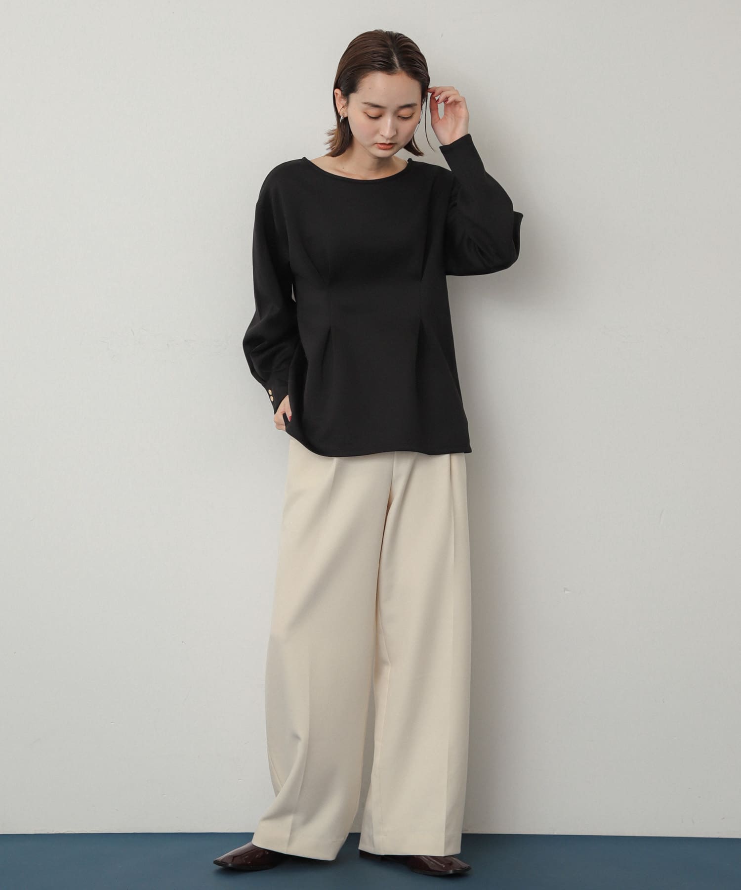 スクエアトゥフラットシューズ BORDEAUX S