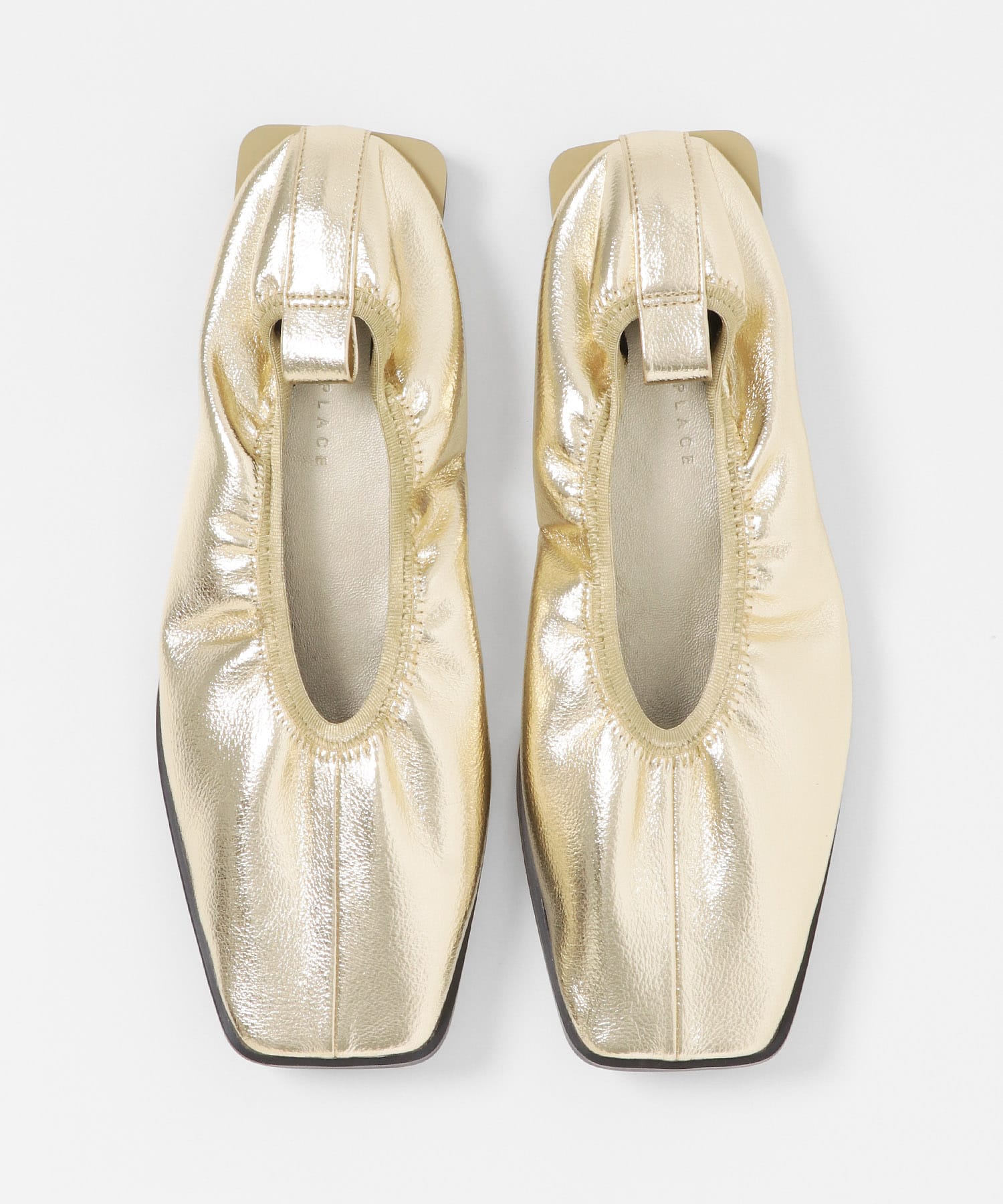 スクエアトゥフラットシューズ GOLD S