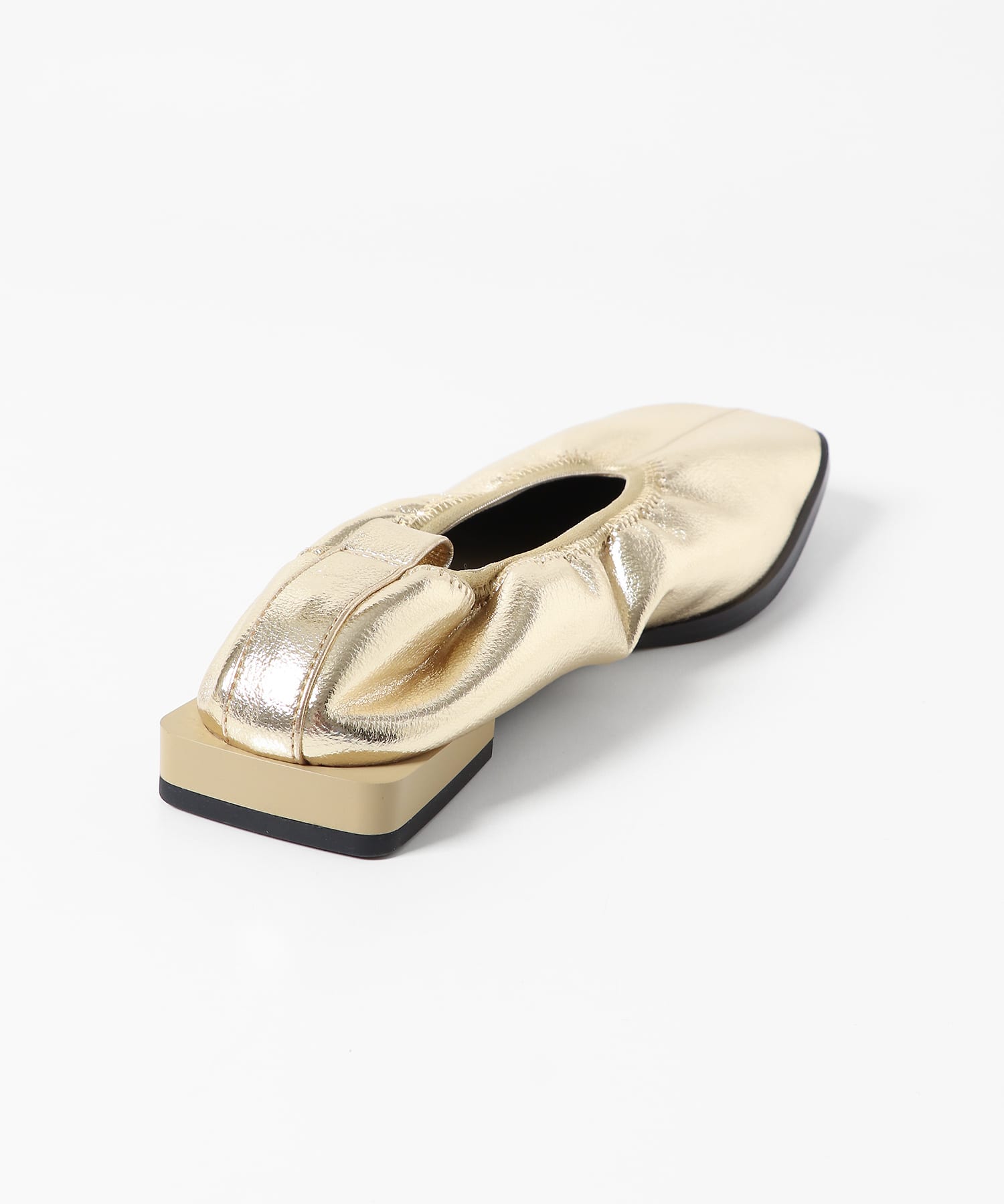 スクエアトゥフラットシューズ GOLD S