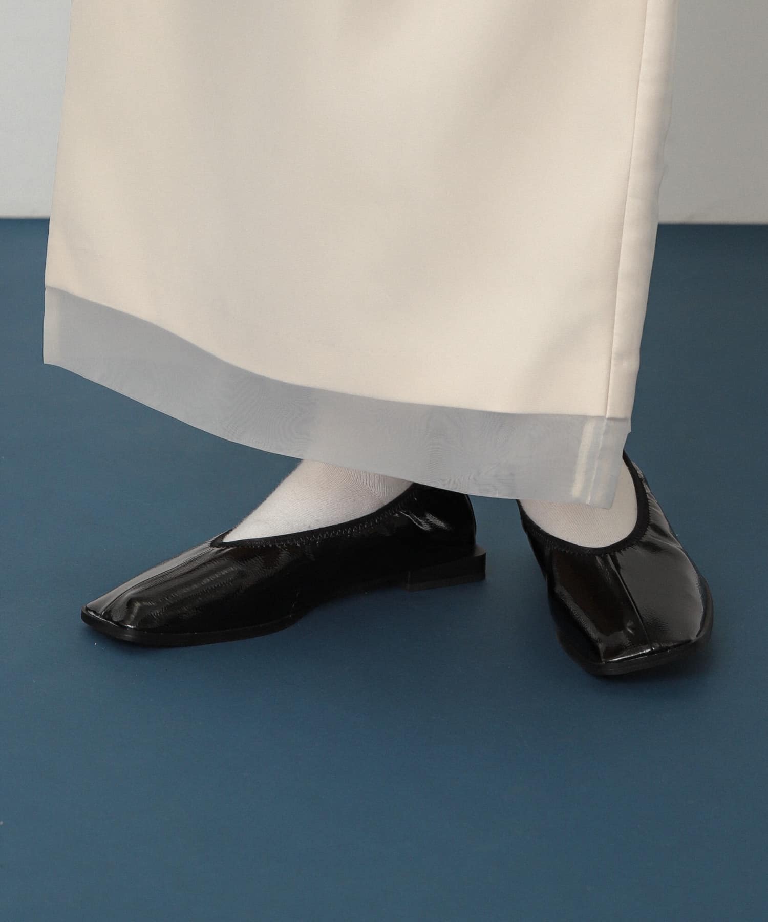 スクエアトゥフラットシューズ BLACK S