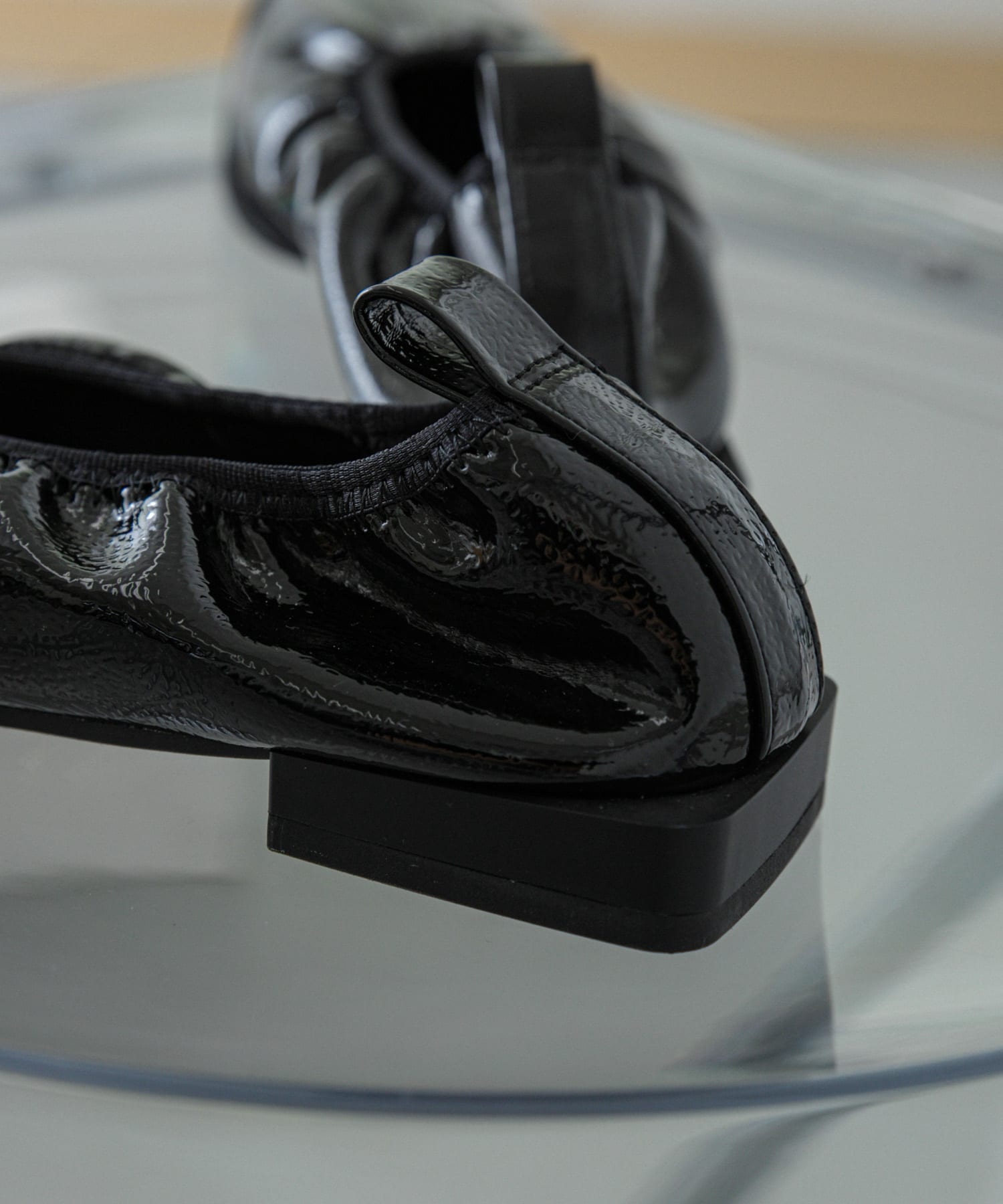 スクエアトゥフラットシューズ BLACK S