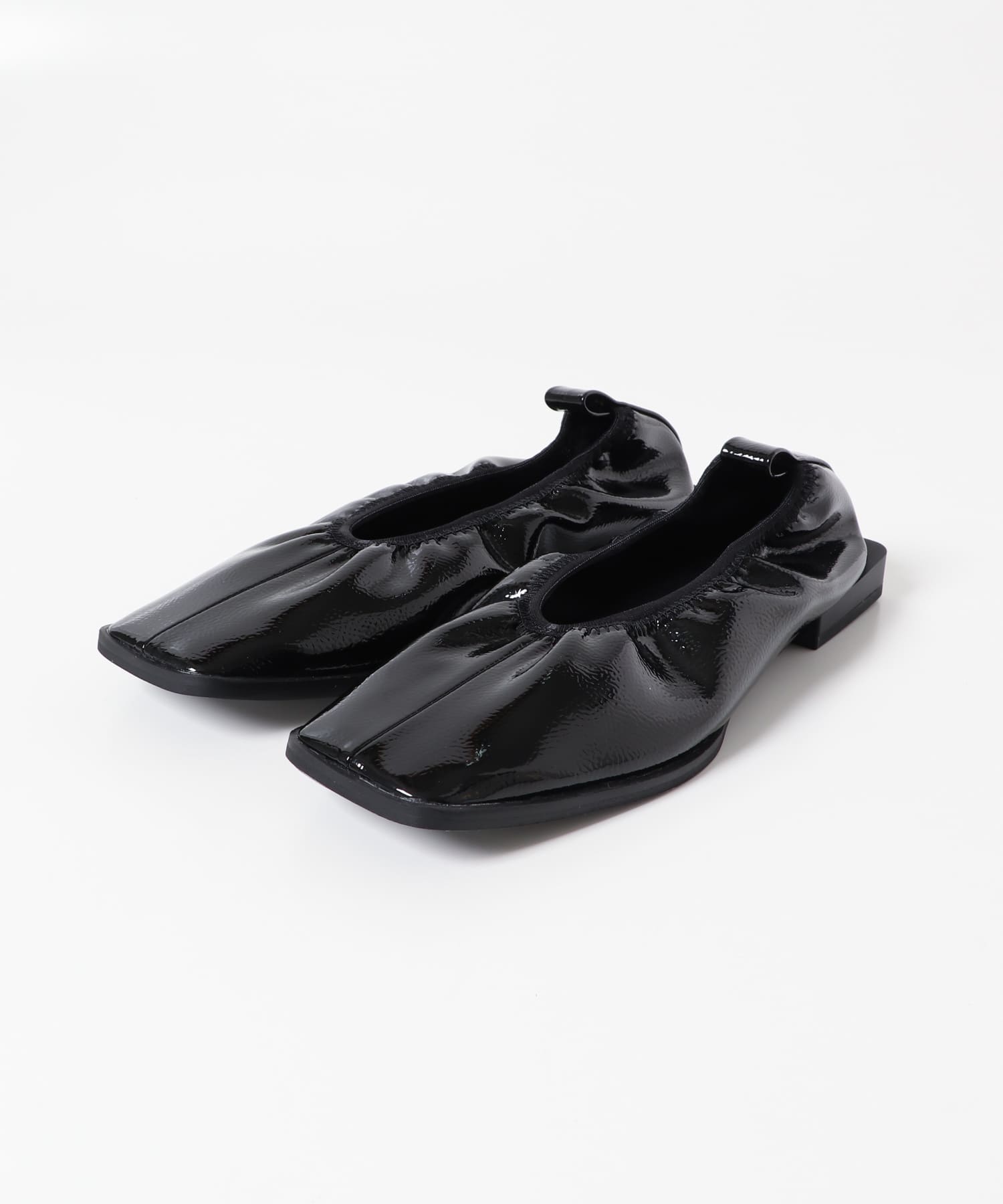 スクエアトゥフラットシューズ BLACK S