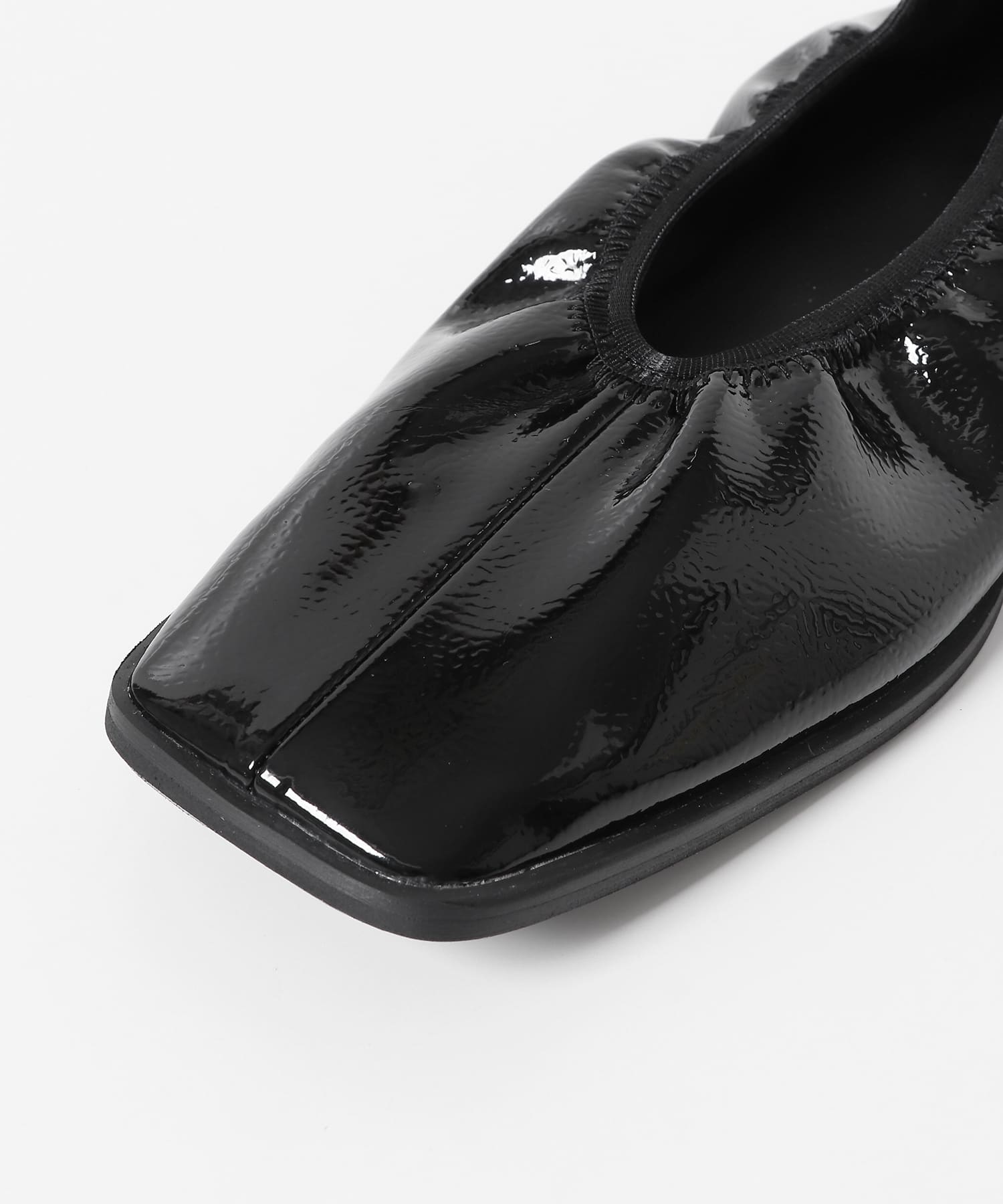 スクエアトゥフラットシューズ BLACK S