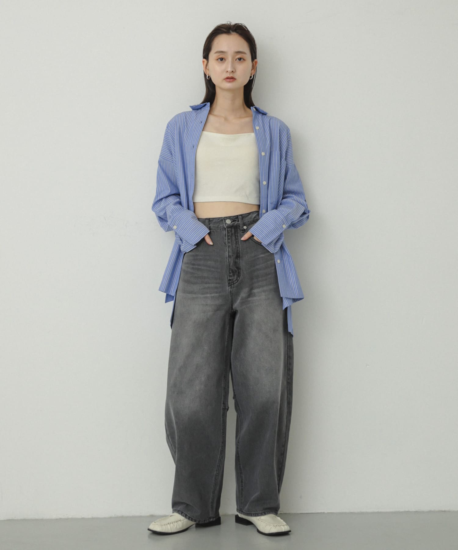 ギャザースクエアローファー IVORY M