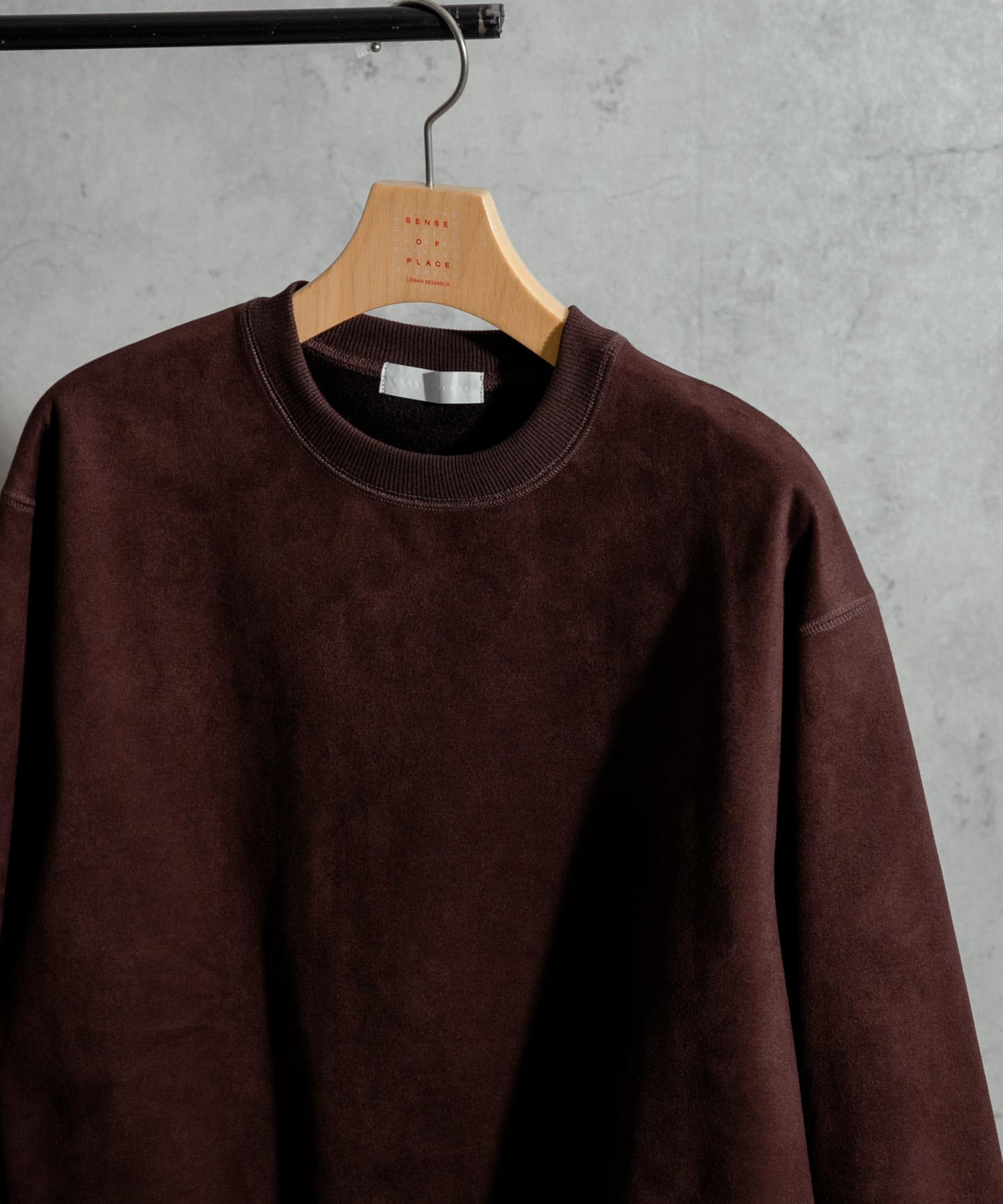 フェイクスエードクルーネックスウェット BROWN M