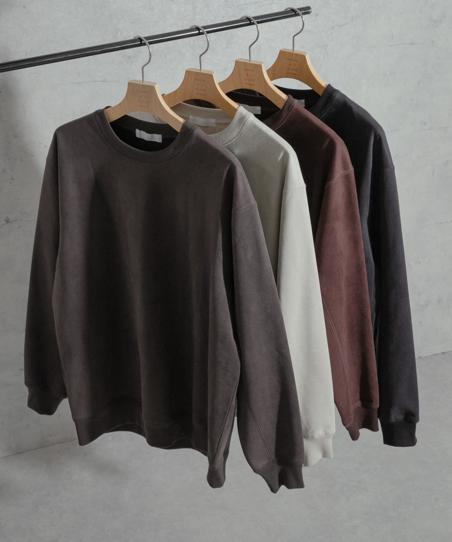 フェイクスエードクルーネックスウェット D.BROWN M