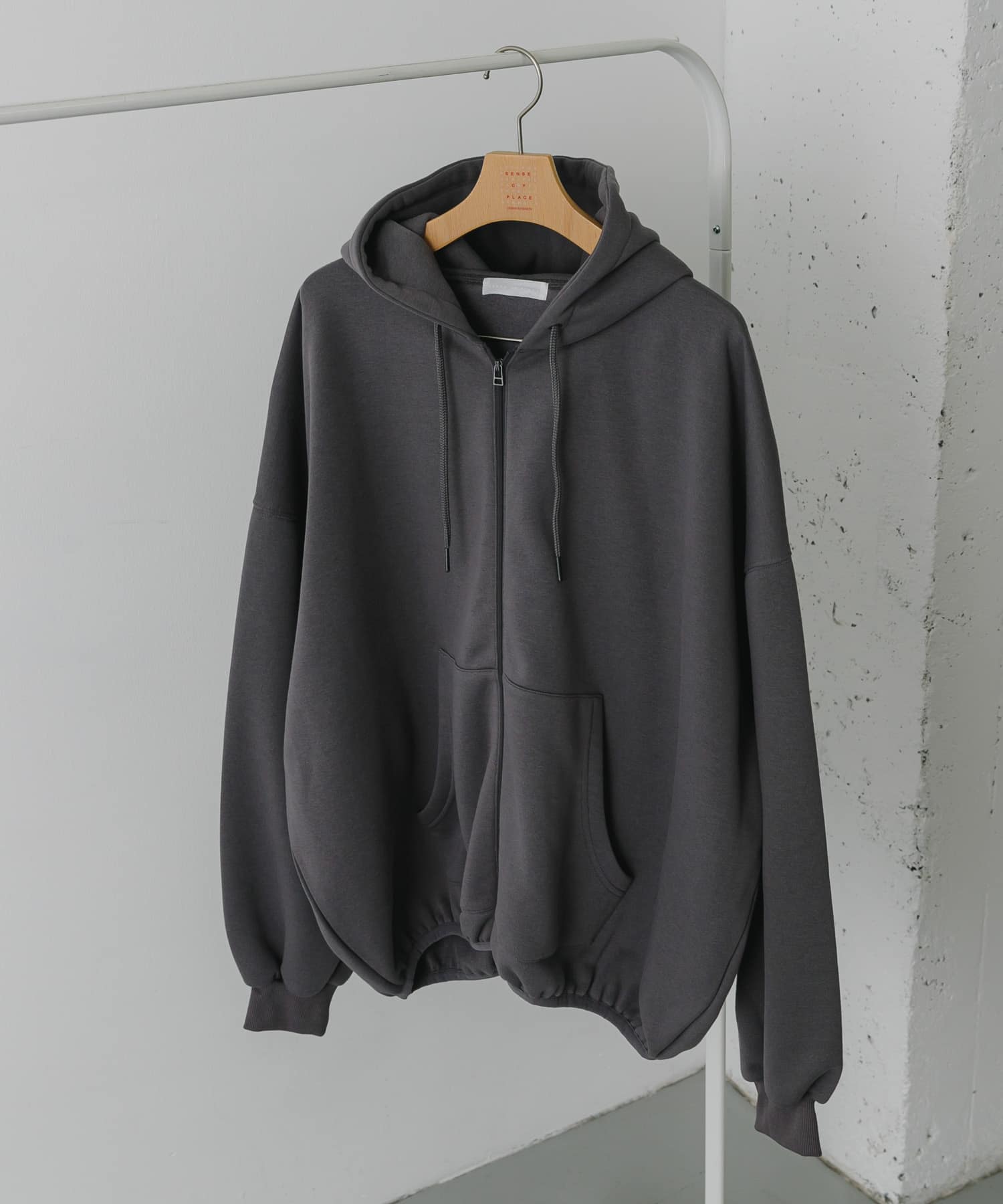 バルーンzipルーズパーカー CHARCOAL M