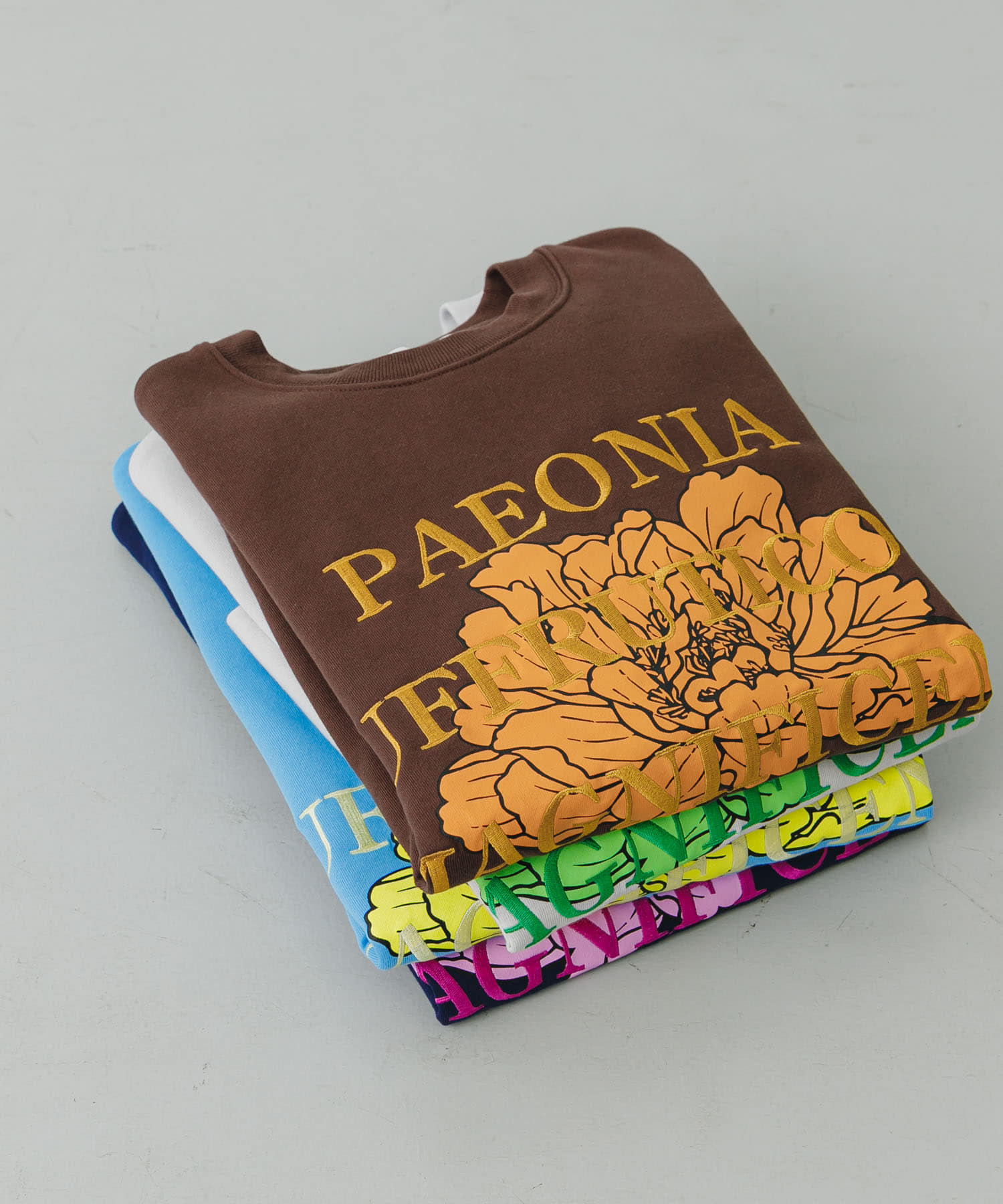 ボタニカルグラフィッククルーネックスウェット BROWN L