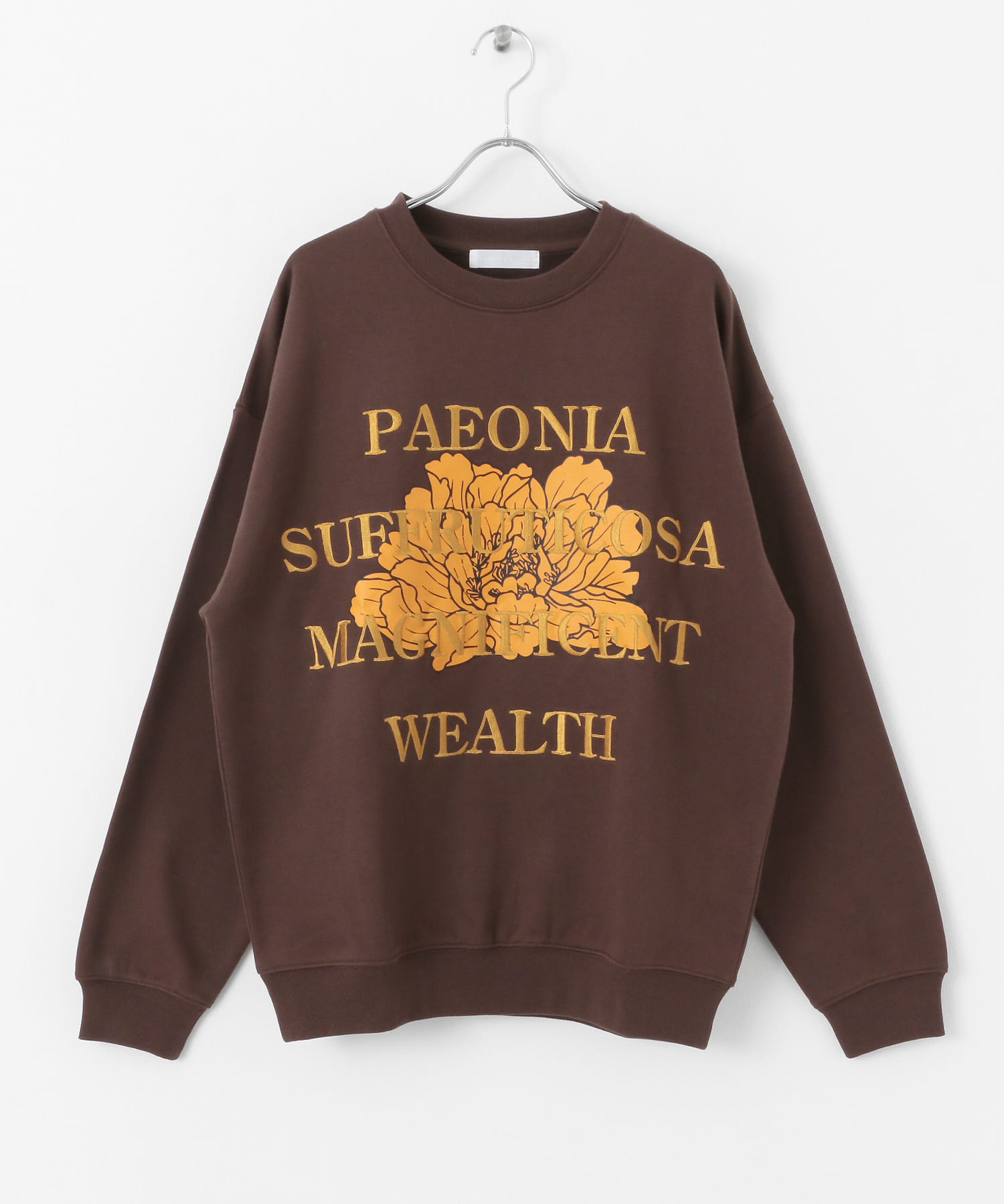 ボタニカルグラフィッククルーネックスウェット BROWN M