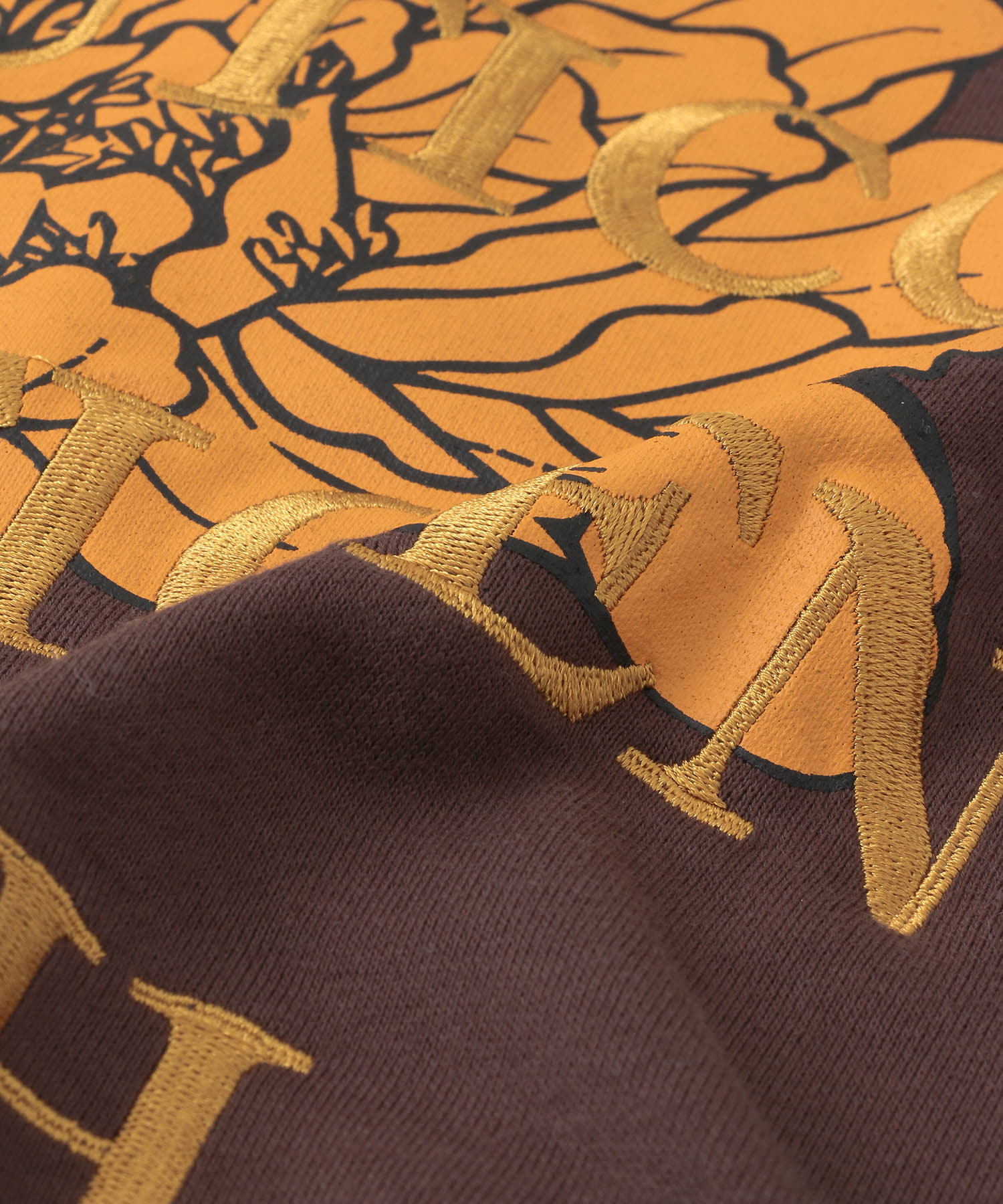 ボタニカルグラフィッククルーネックスウェット BROWN M