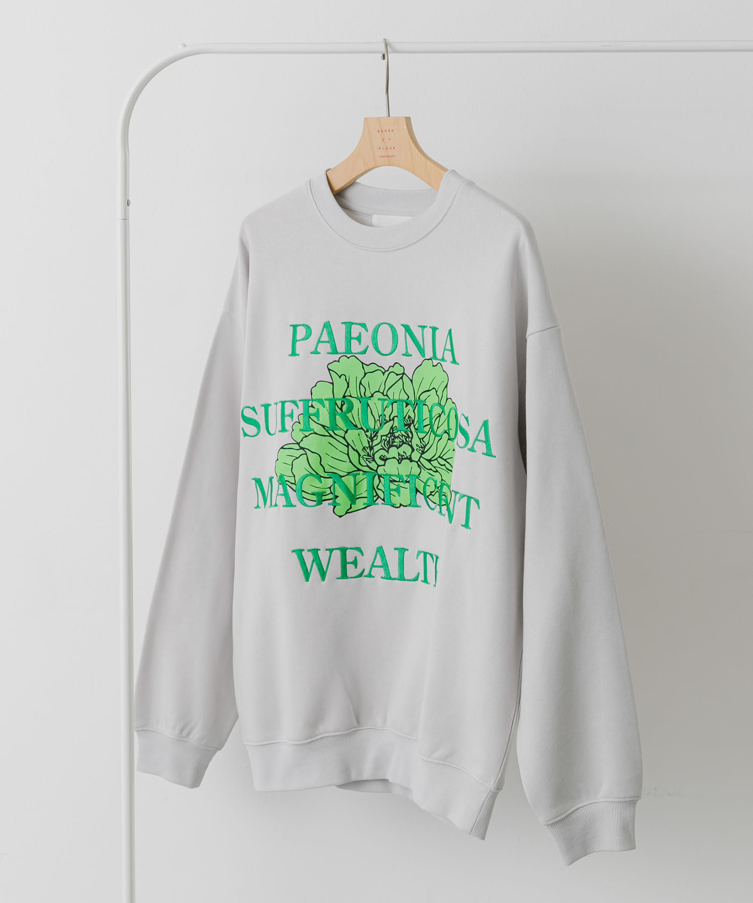 ボタニカルグラフィッククルーネックスウェット L.GRAY M