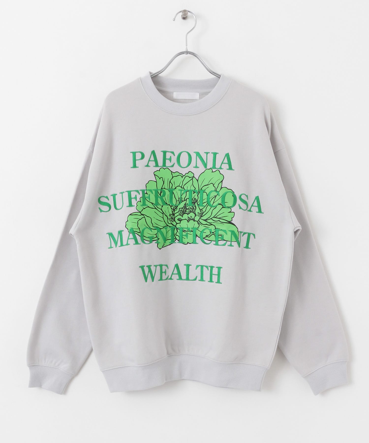 ボタニカルグラフィッククルーネックスウェット L.GRAY M